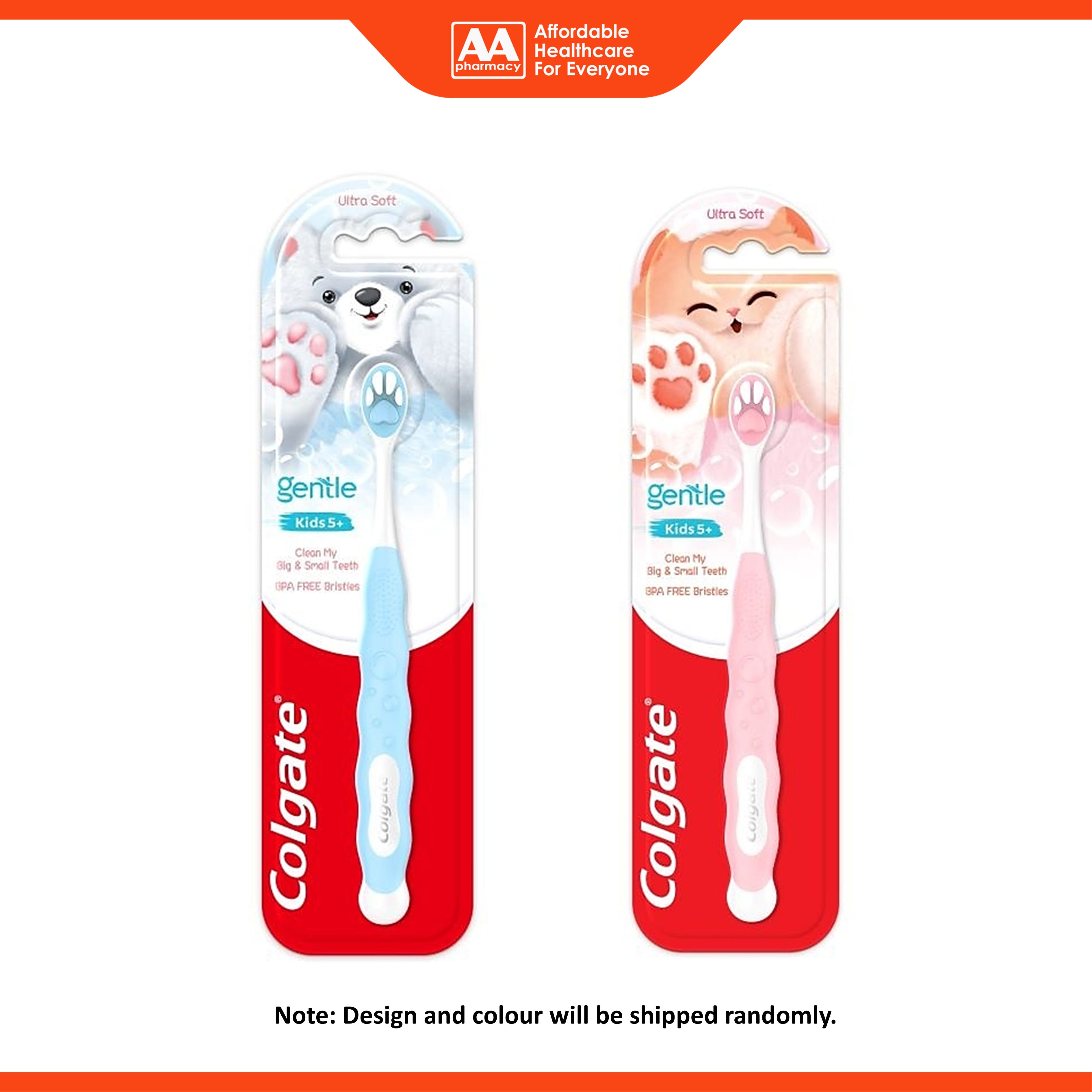 Colgate Gentle Kids Fluffy Paw Toothbrush (For 5+ Years Old) 1's