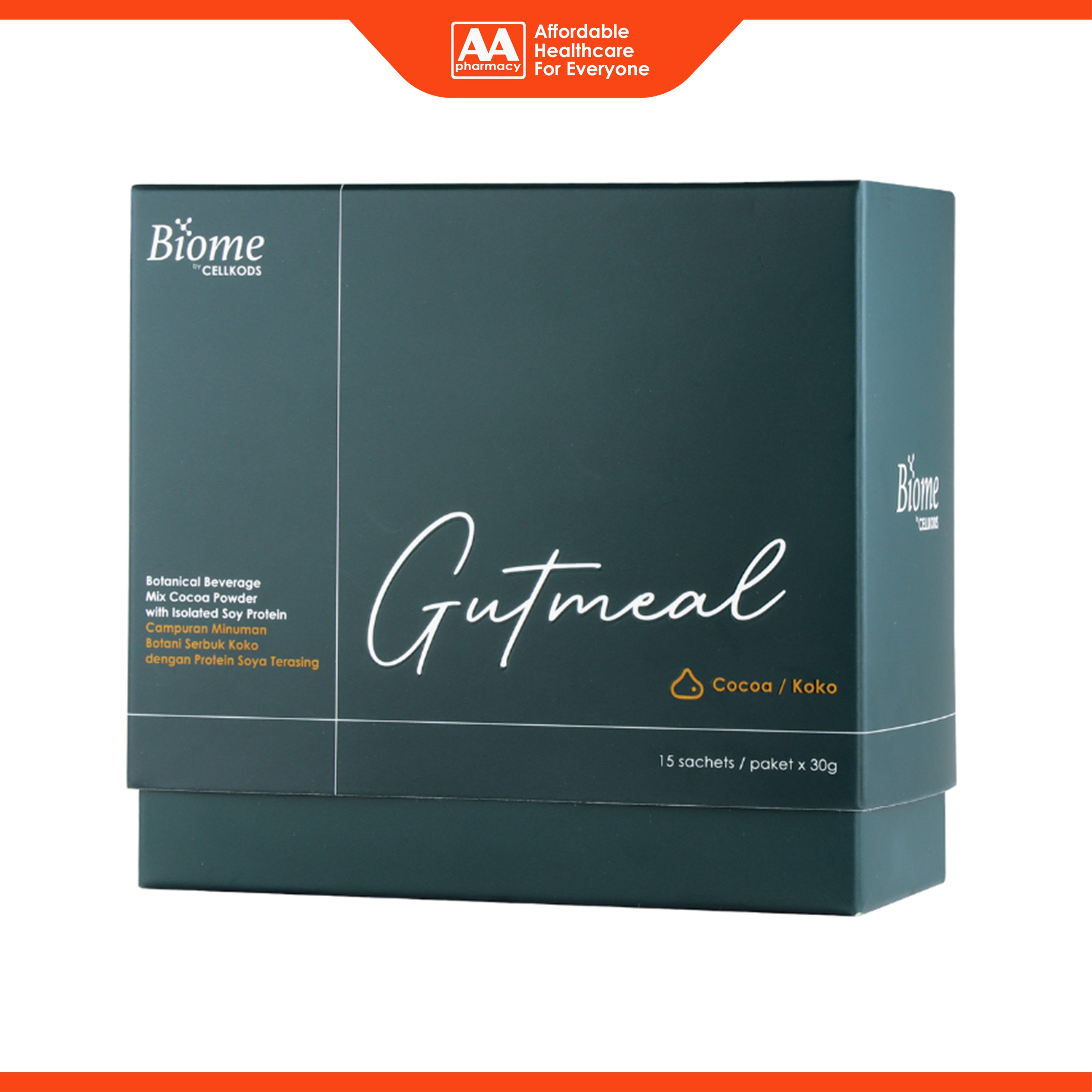 Biome Gutmeal (Botanical Beverage Mix Cocoa Powder with Isolated Soy Protein) Sachet 30gx15's (Cocoa Flavour)
