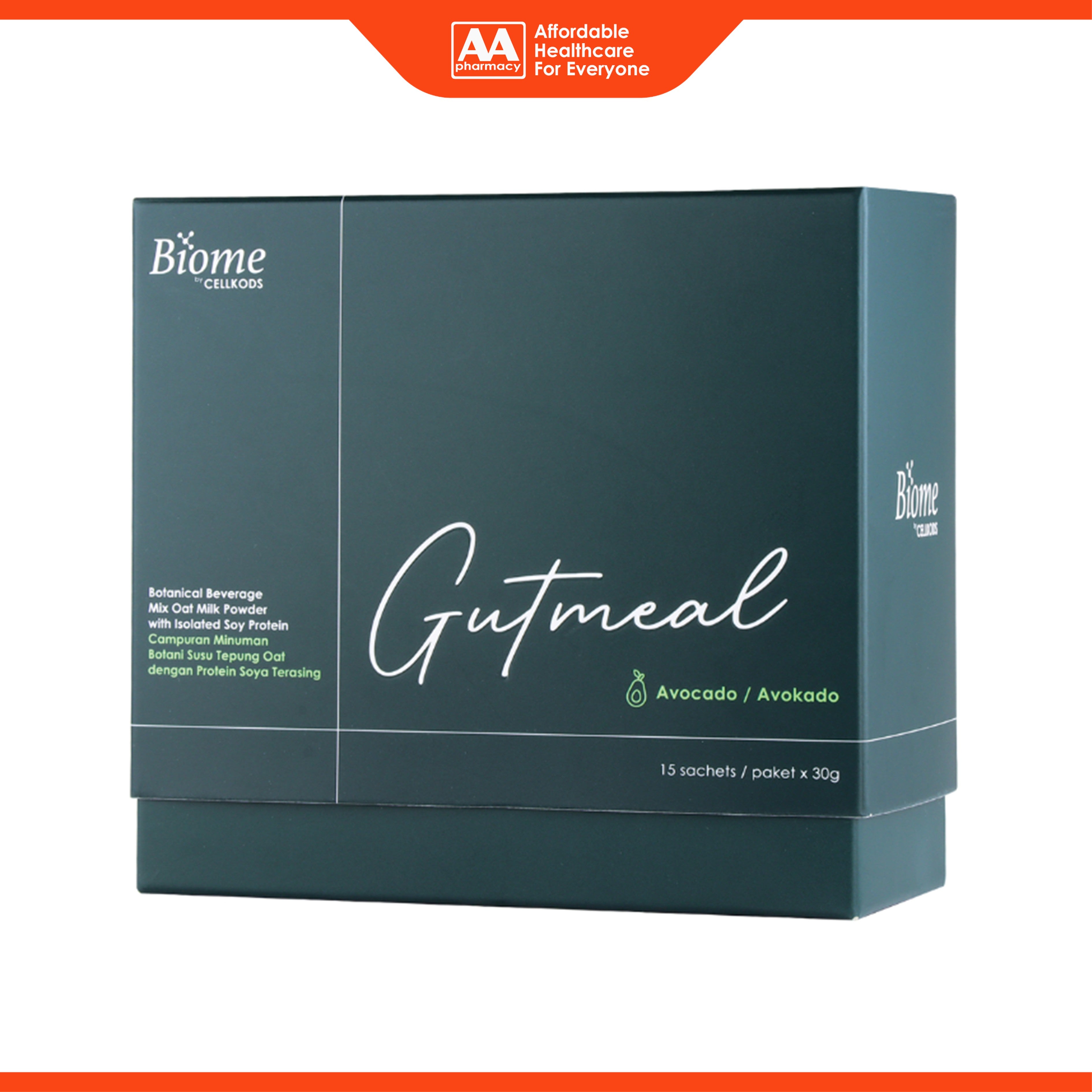 Biome Gutmeal (Botanical Beverage Mix Oat Milk Powder with Isolated Soy Protein) Sachet 30gx15's (Avocado Flavour)