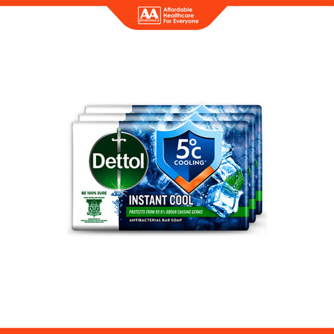 Dettol (Instant Cool) Antibacterial Bar Soap 100gx4's [Value Pack]