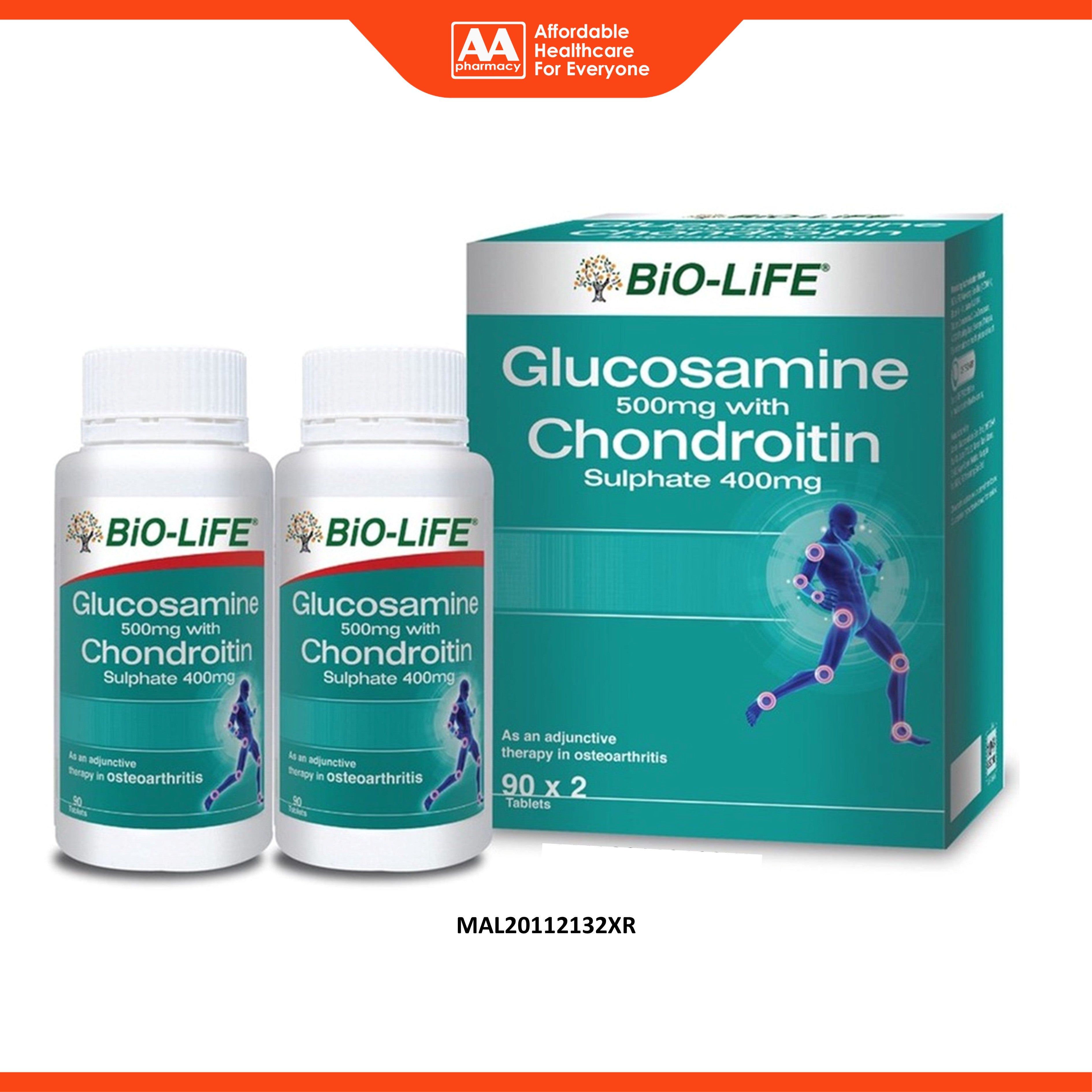 Bio-Life Glucosamine 500mg with Chondroitin Sulphate 400mg Tablet 2x90's