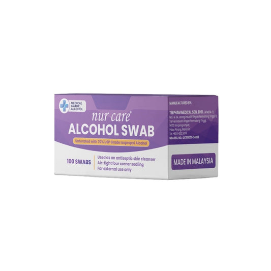 Nur Care Alcohol Swab (70% USP Grade Isopropyl Alcohol) 100's