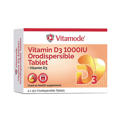 Vitamode Vitamin D3 1000IU Orodispersible Tablet 4x15's (Peach Flavour)