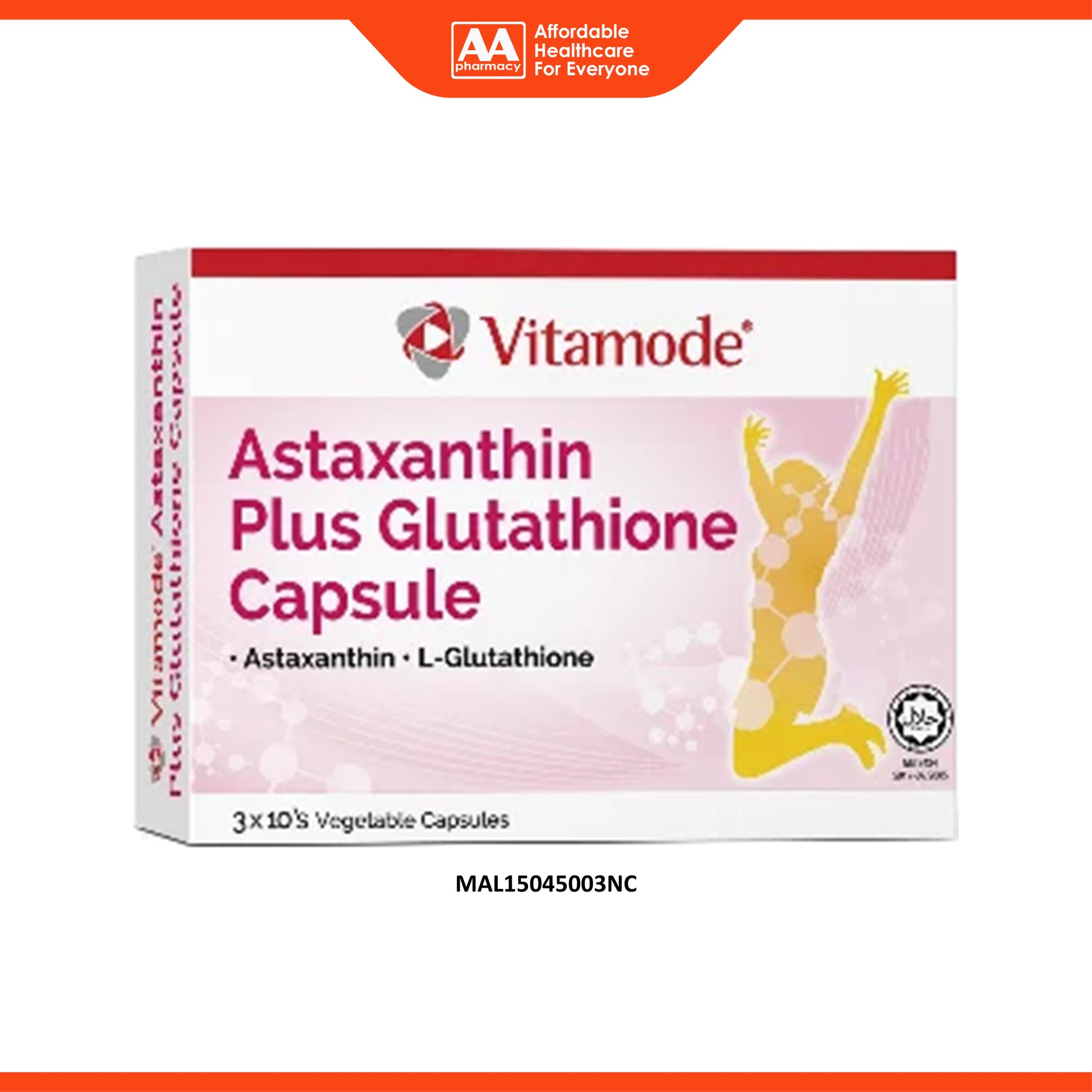 Vitamode Astaxanthin Plus Glutathione Vegecapsule 3x10's – AA Pharmacy