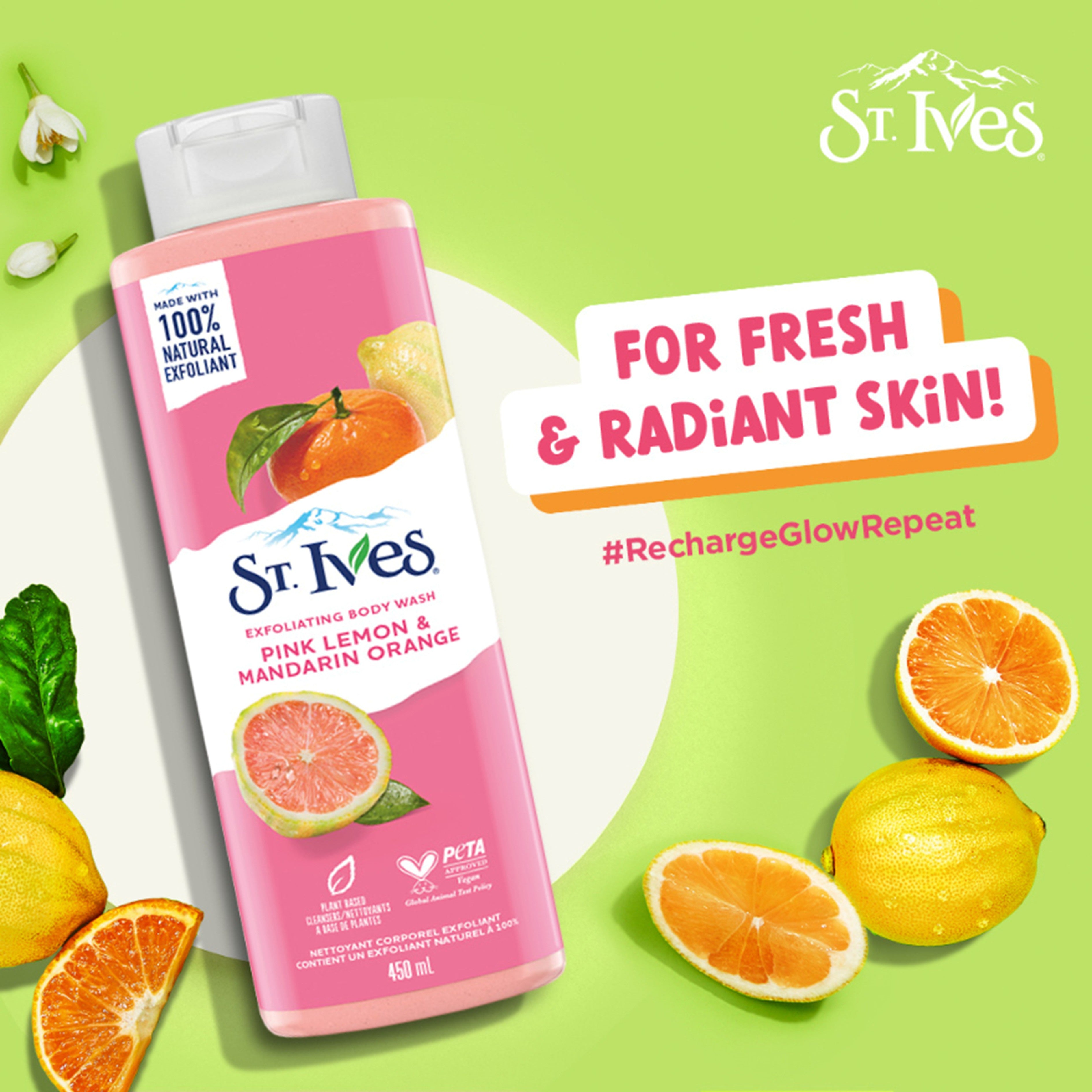 ST. Ives Exfoliating Pink Lemon and Mandarin Orange Body Wash 450mL