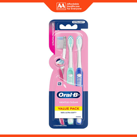 Oral-B Toothbrush (Gentle Clean, Ultrathin Pro Gum Care, Extra Soft) 3's