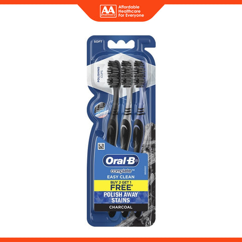 Oral-B Toothbrush (Complete Easy Clean, Charcoal, Soft) 3's
