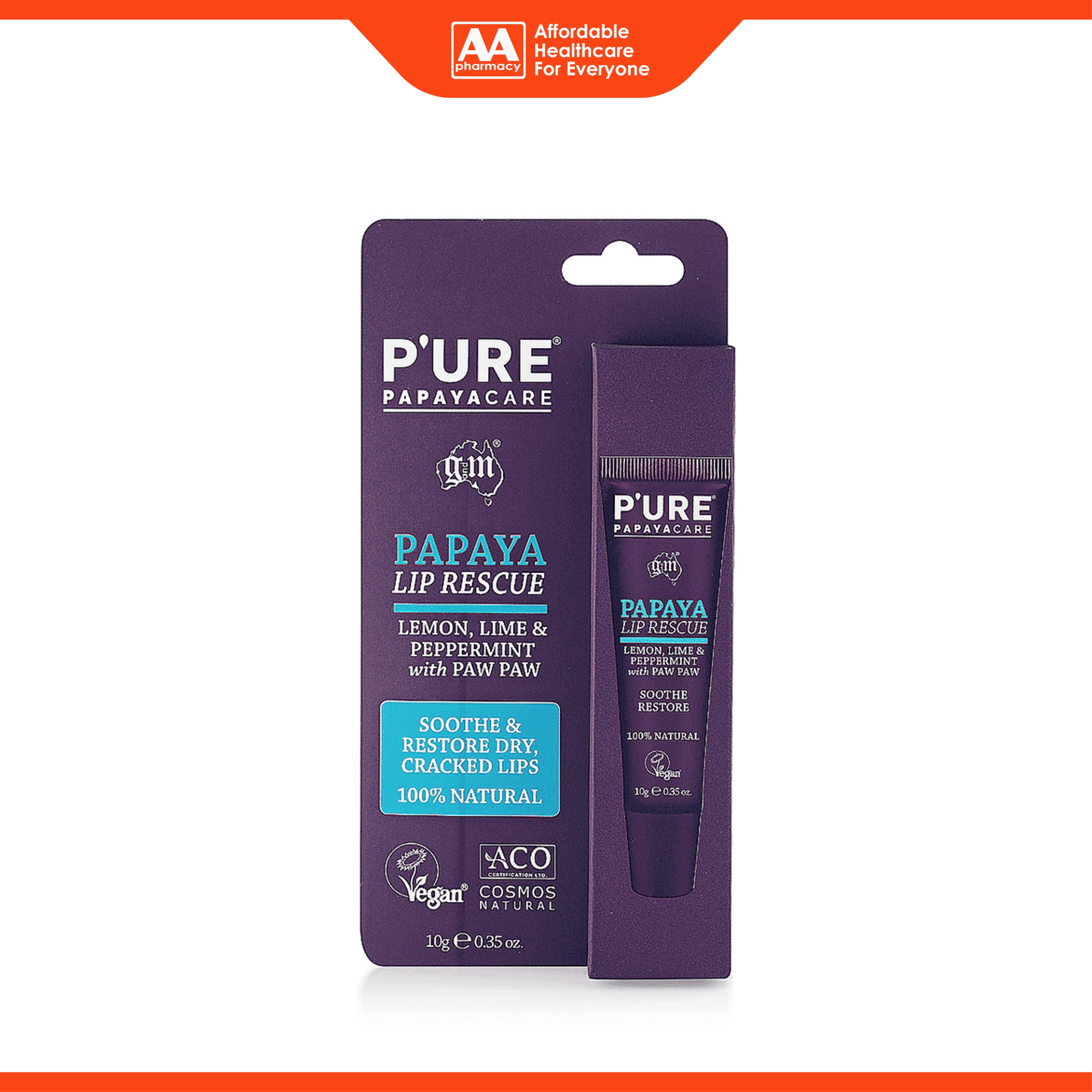 P'ure PapayaCare Papaya Lip Rescue 10g
