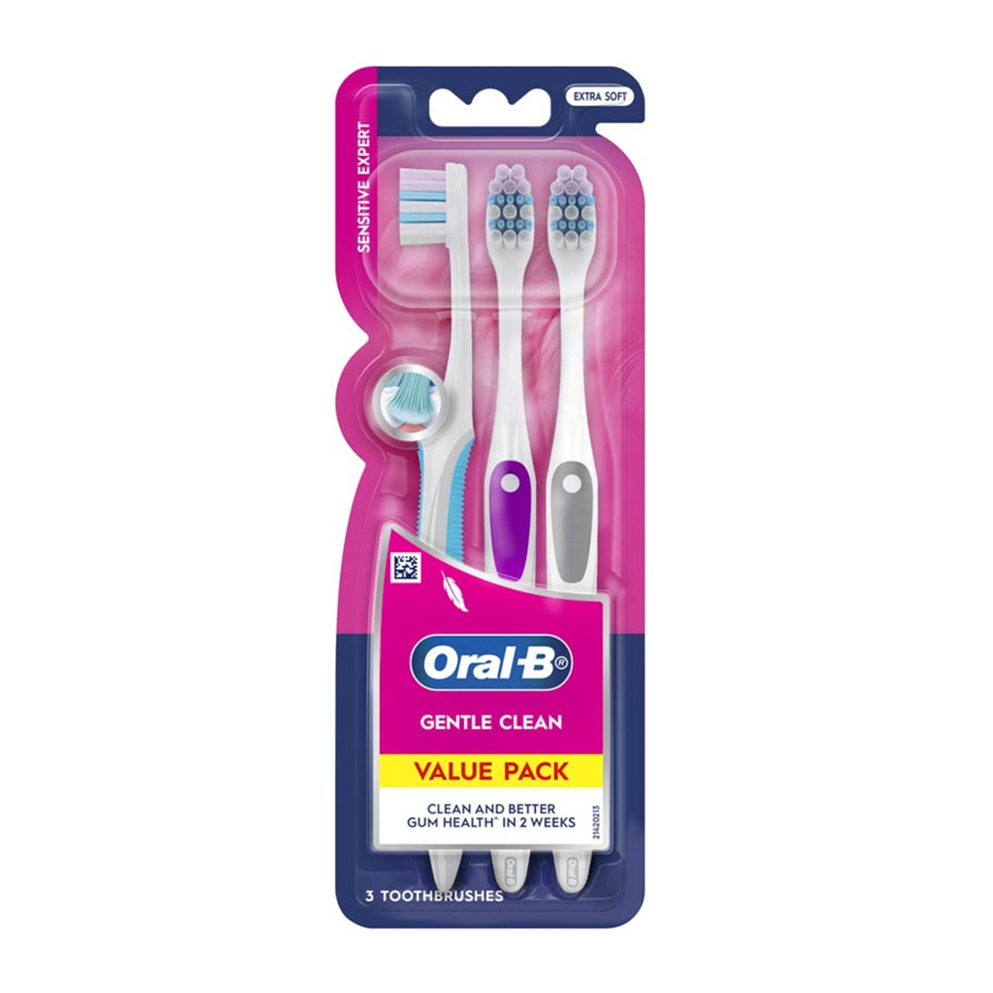 Oral-B Toothbrush - Gentle Clean, Sensitive Expert, Extra Soft (3's)