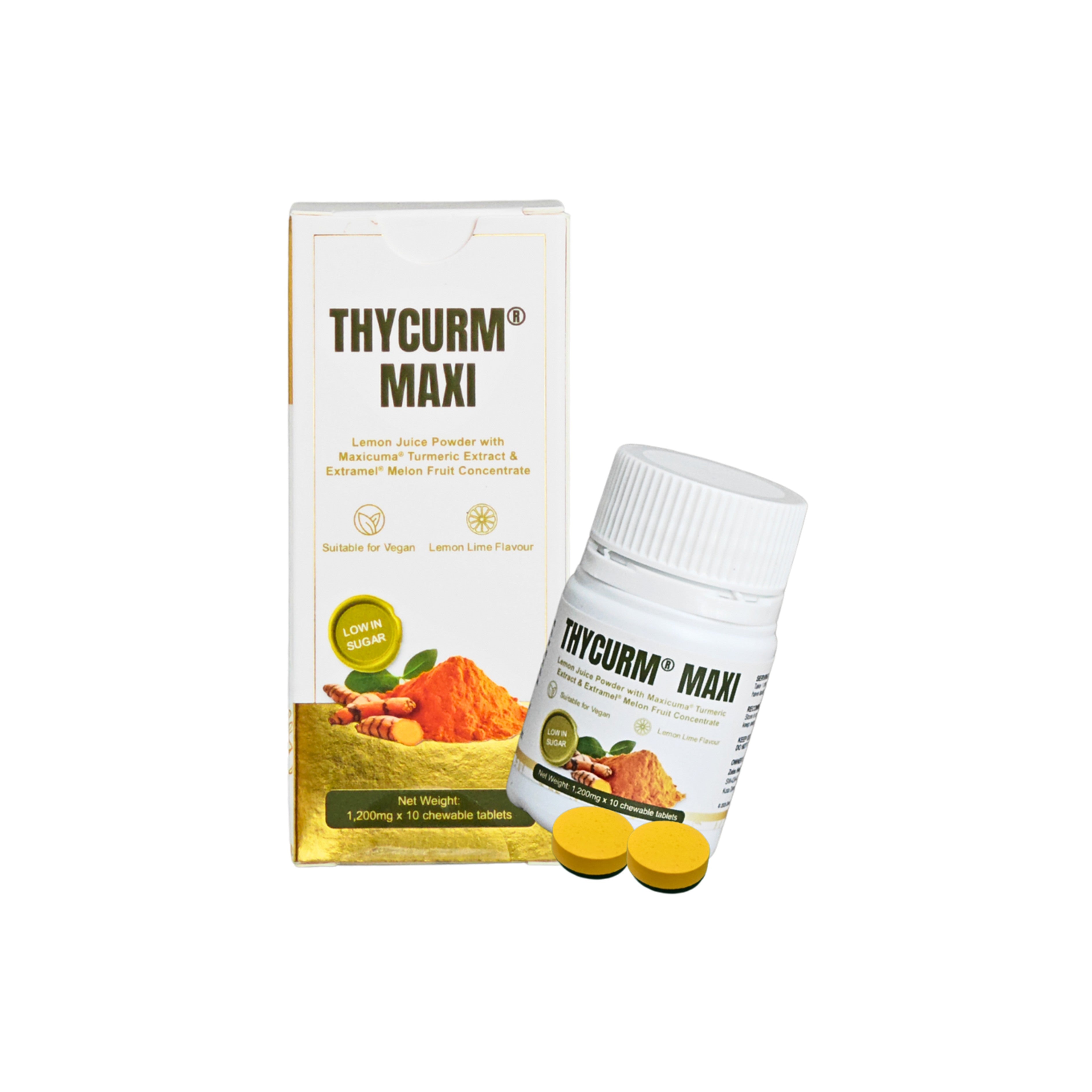 Thycurm Maxi (Lemon Juice Powder with Maxicuma Turmeric Extract and Extramel Melon Fruit Concentrate) Chewable Tablet 10's - Lemon Lime Flavour