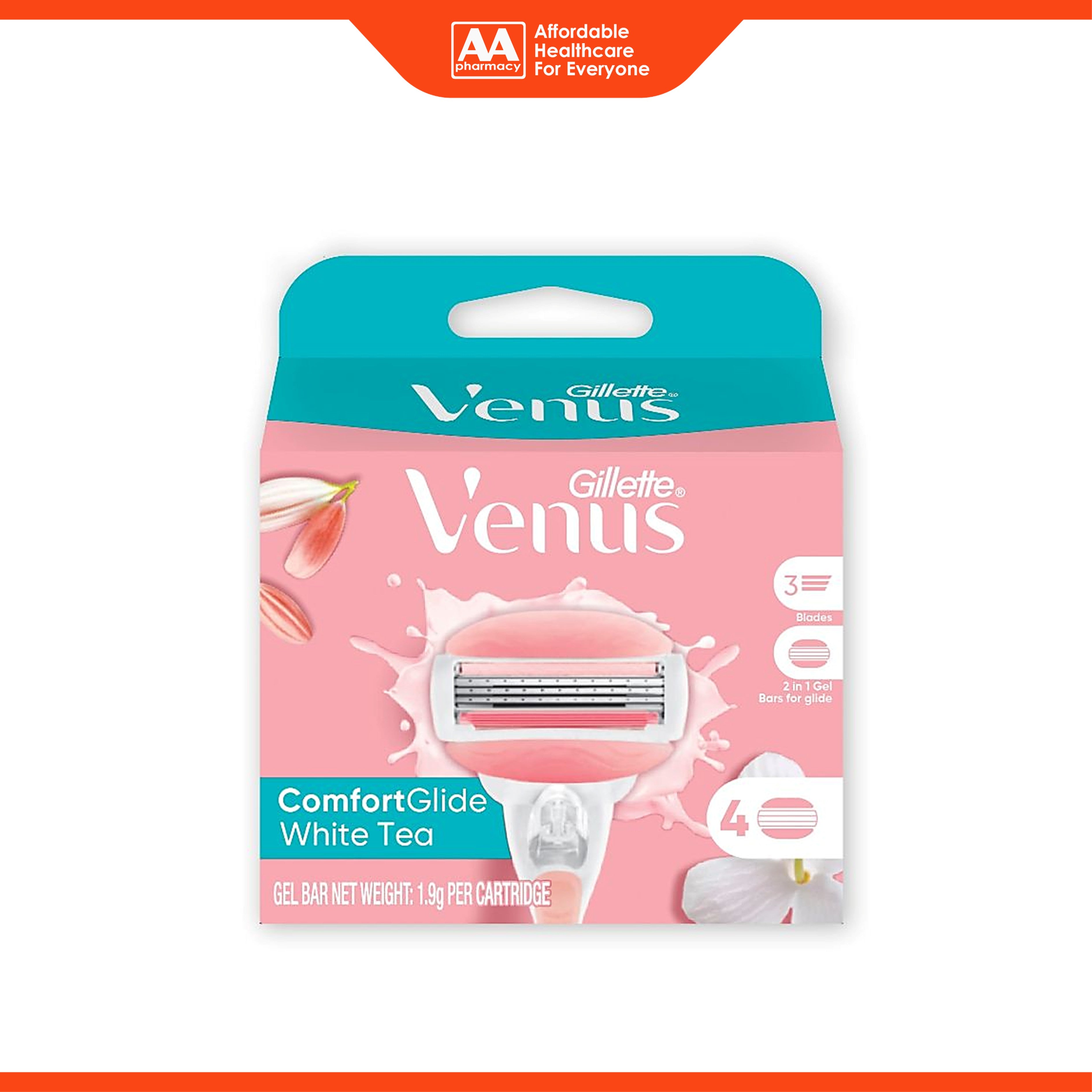 Gillette Venus ComfortGlide White Tea Scent Gel Bar Cartridge (4's)