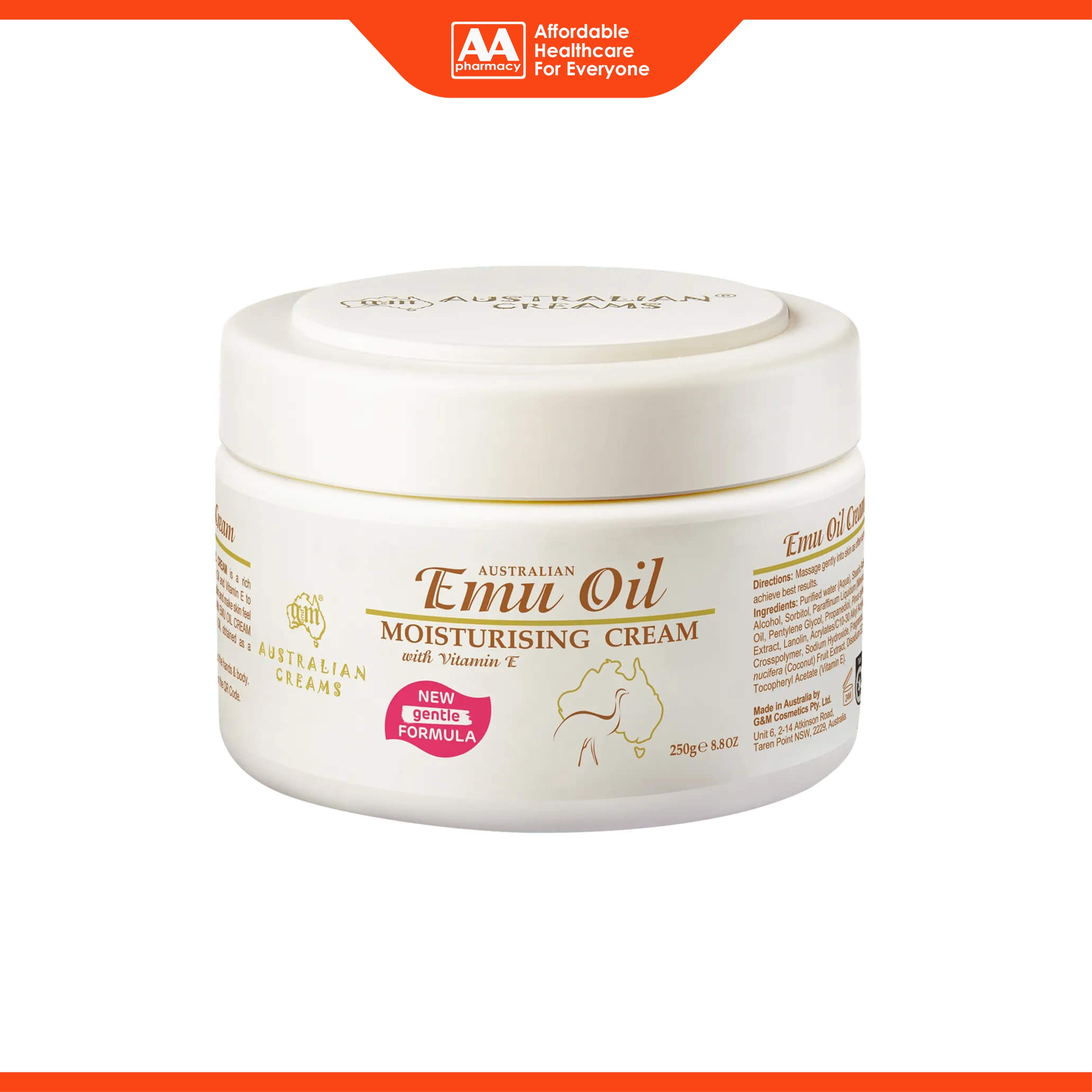 G and M Australian Cream Emu Oil Moisturising Cream with Vitamin E (250g) - New Gentle Formula