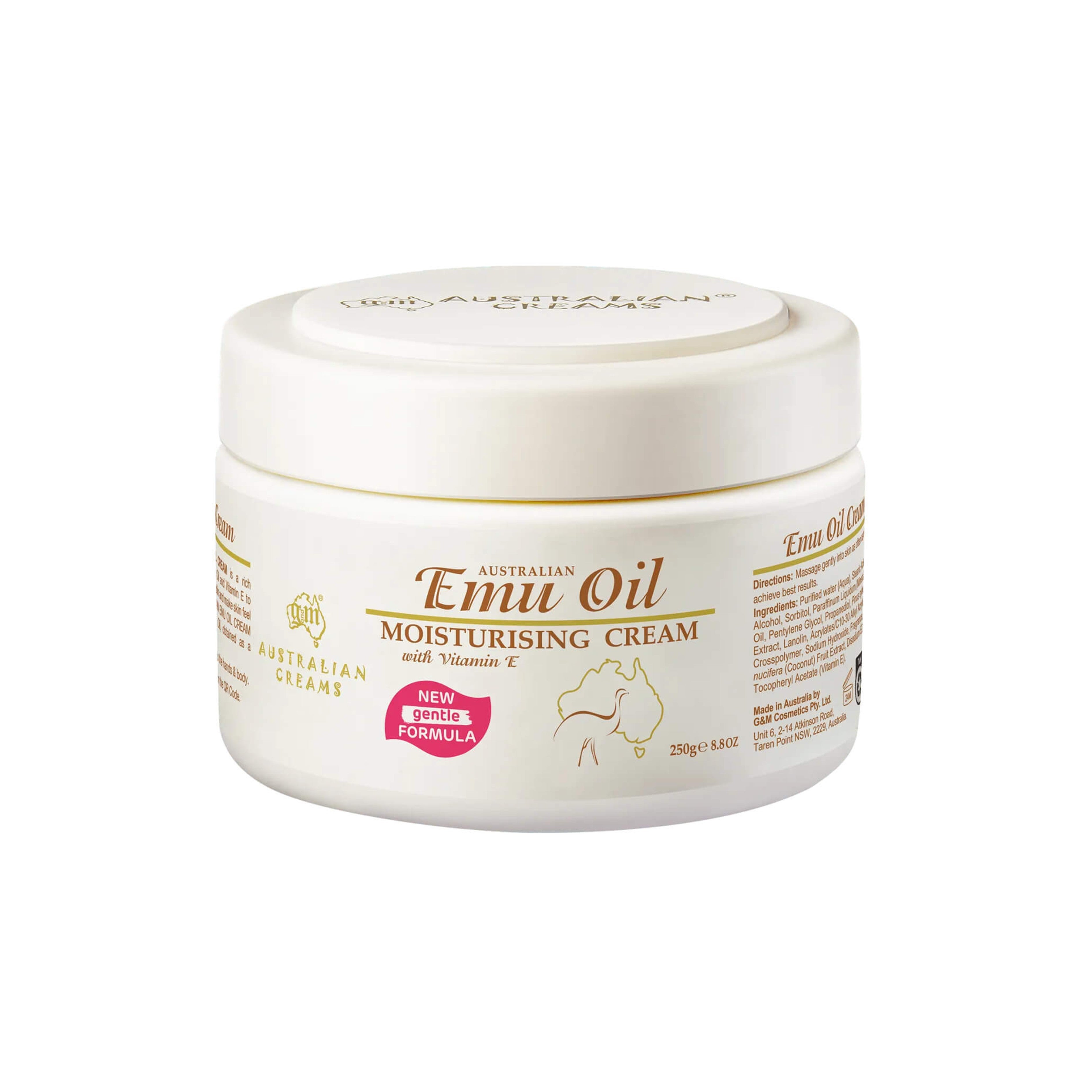 G and M Australian Cream Emu Oil Moisturising Cream with Vitamin E (250g) - New Gentle Formula
