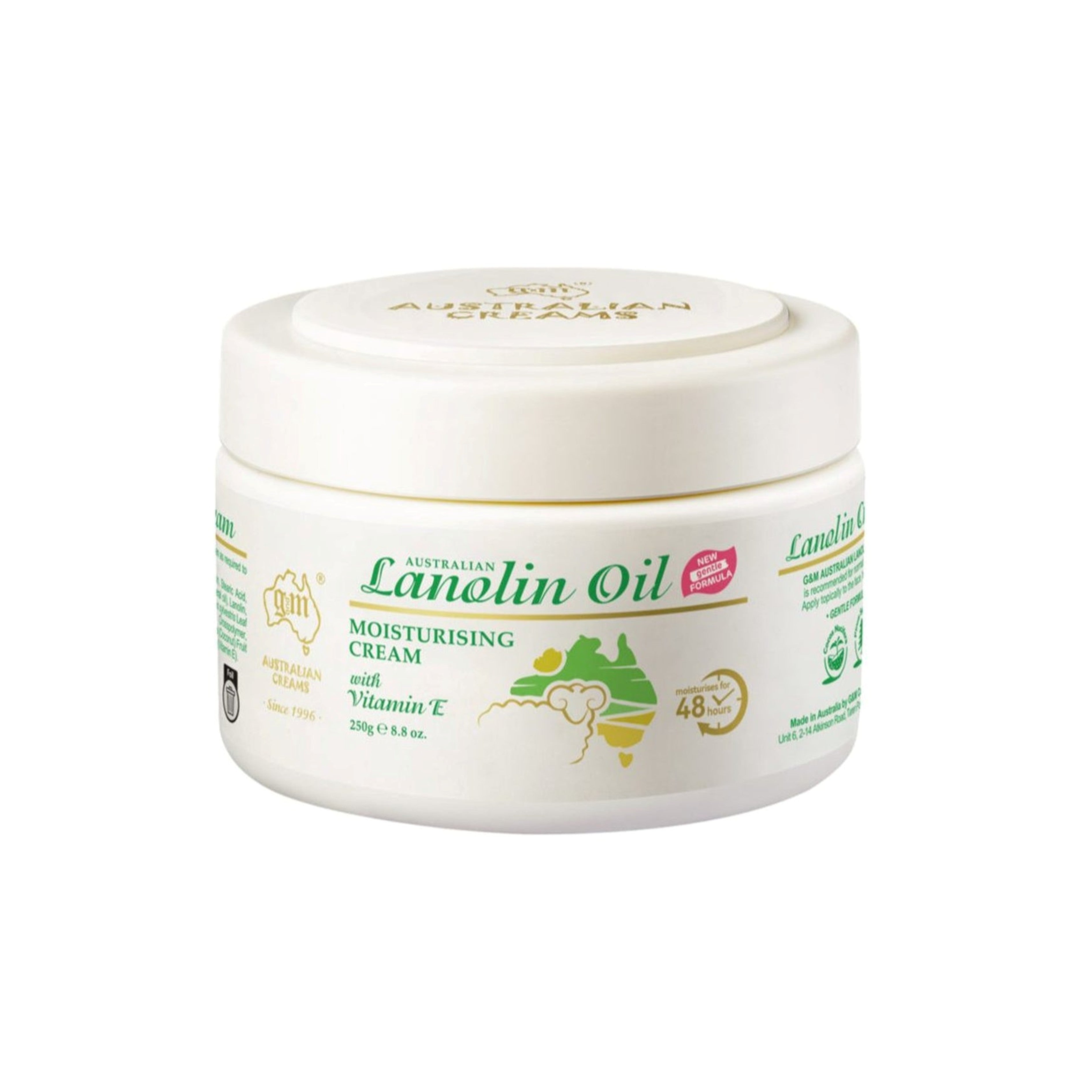 G and M Australian Cream Lanolin Oil Moisturising Cream with Vitamin E (250g) - New Gentle Formula