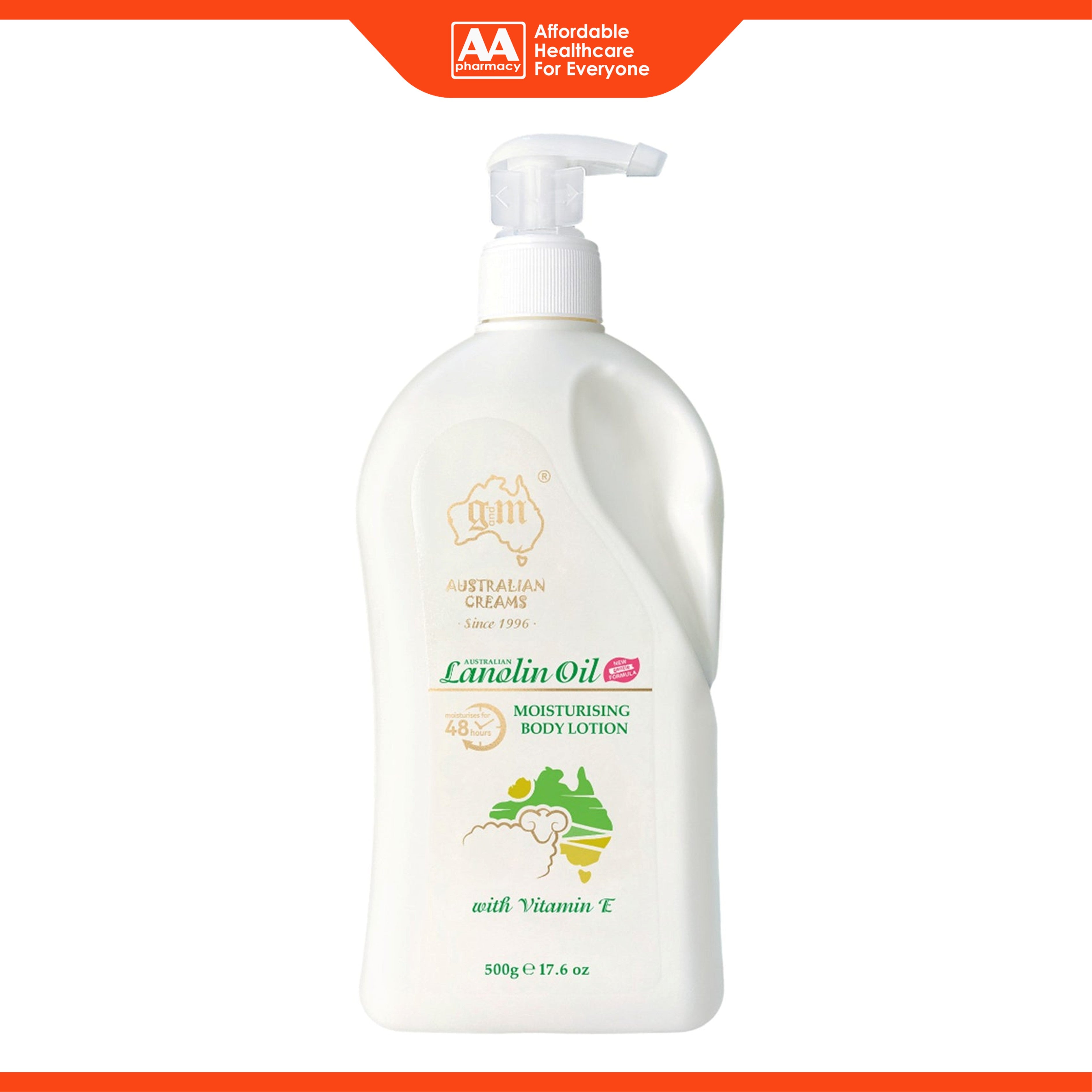G and M Australian Cream Lanolin Oil Moisturising Body Lotion with Vitamin E (500g) - New Gentle Formula