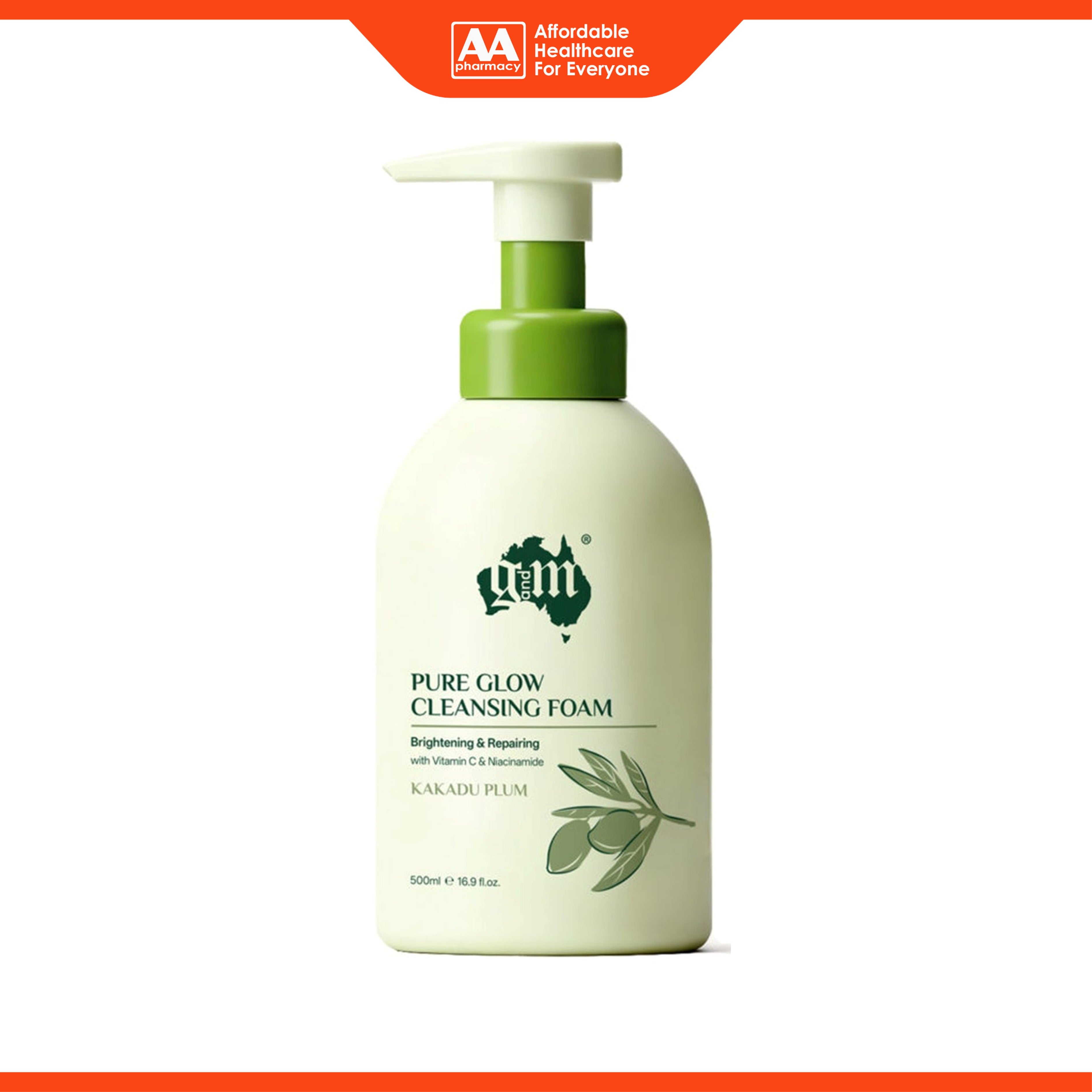 G and M Kakadu Plum Pure Glow Cleansing Foam with Vitamin C and Niacinamide (500ml)