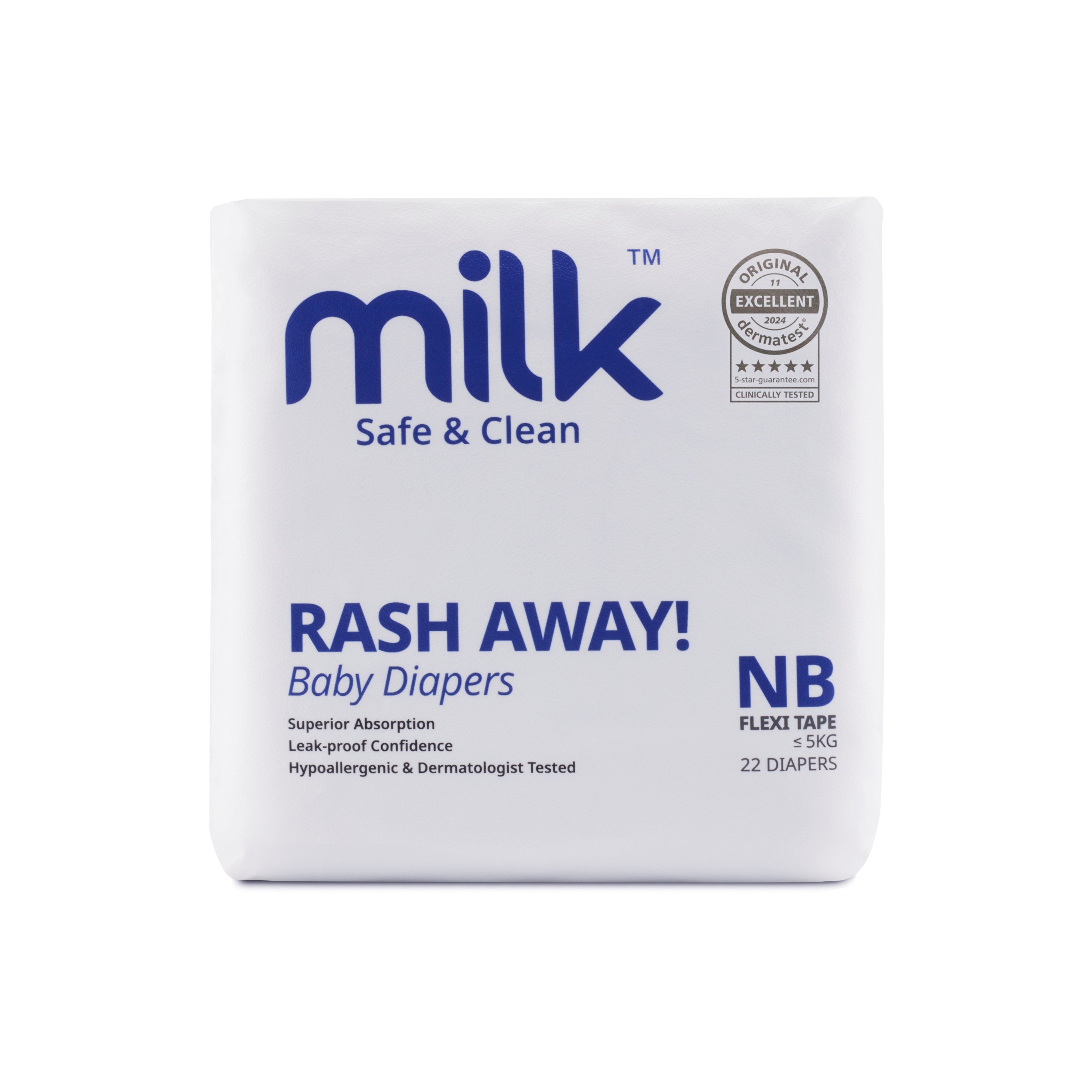 Milk Baby Flexi Tape Diapers - Size NB, For Up To 5kg (22's)