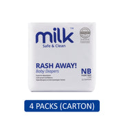 Milk Baby Flexi Tape Diapers - Size NB, For Up To 5kg (4 x 22's) [Carton]