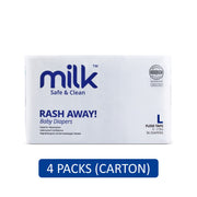 Milk Baby Flexi Tape Diapers - Size L, For 9-17kg (4 x 36's) [Carton]