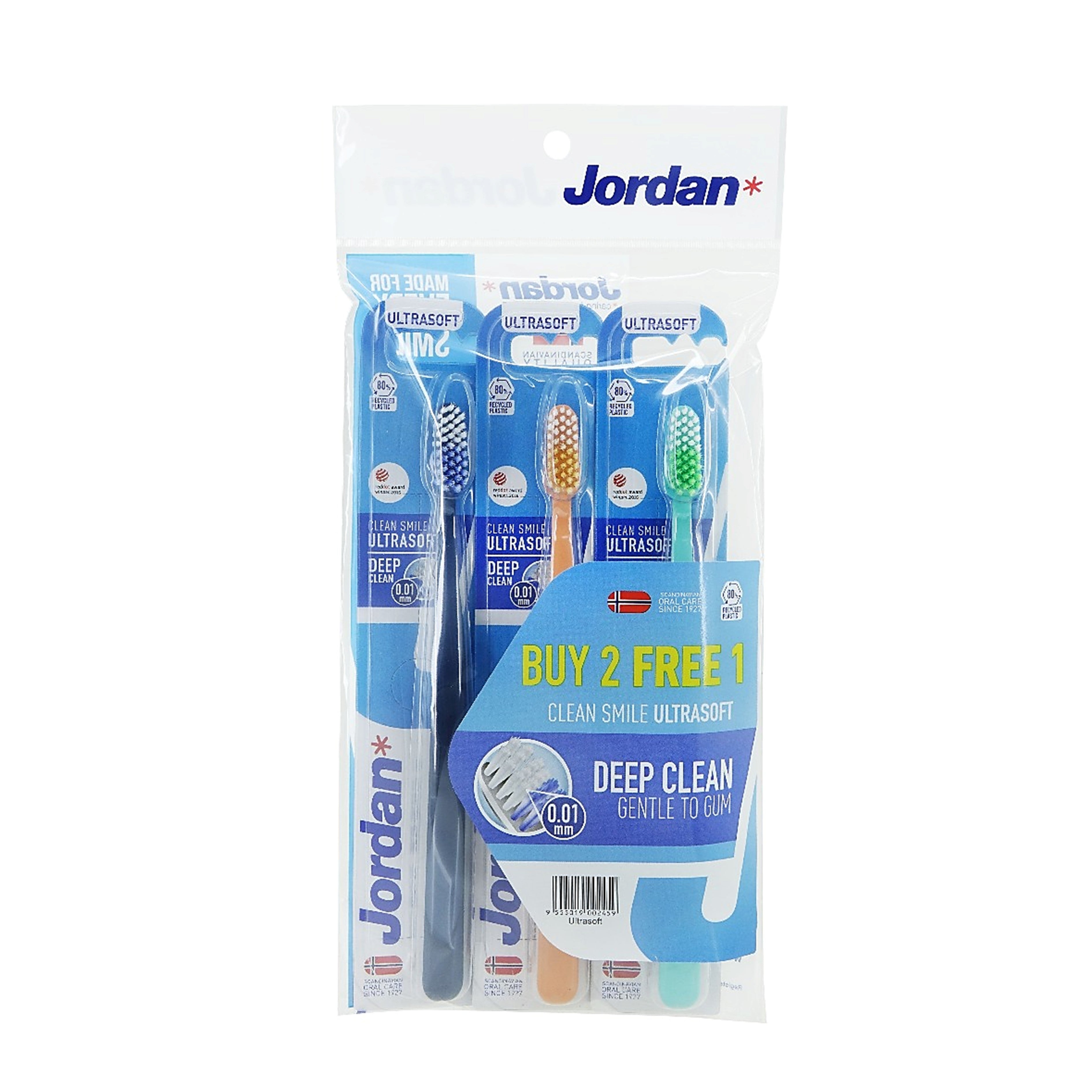 Jordan Toothbrush Clean Smile Ultrasoft (3's)