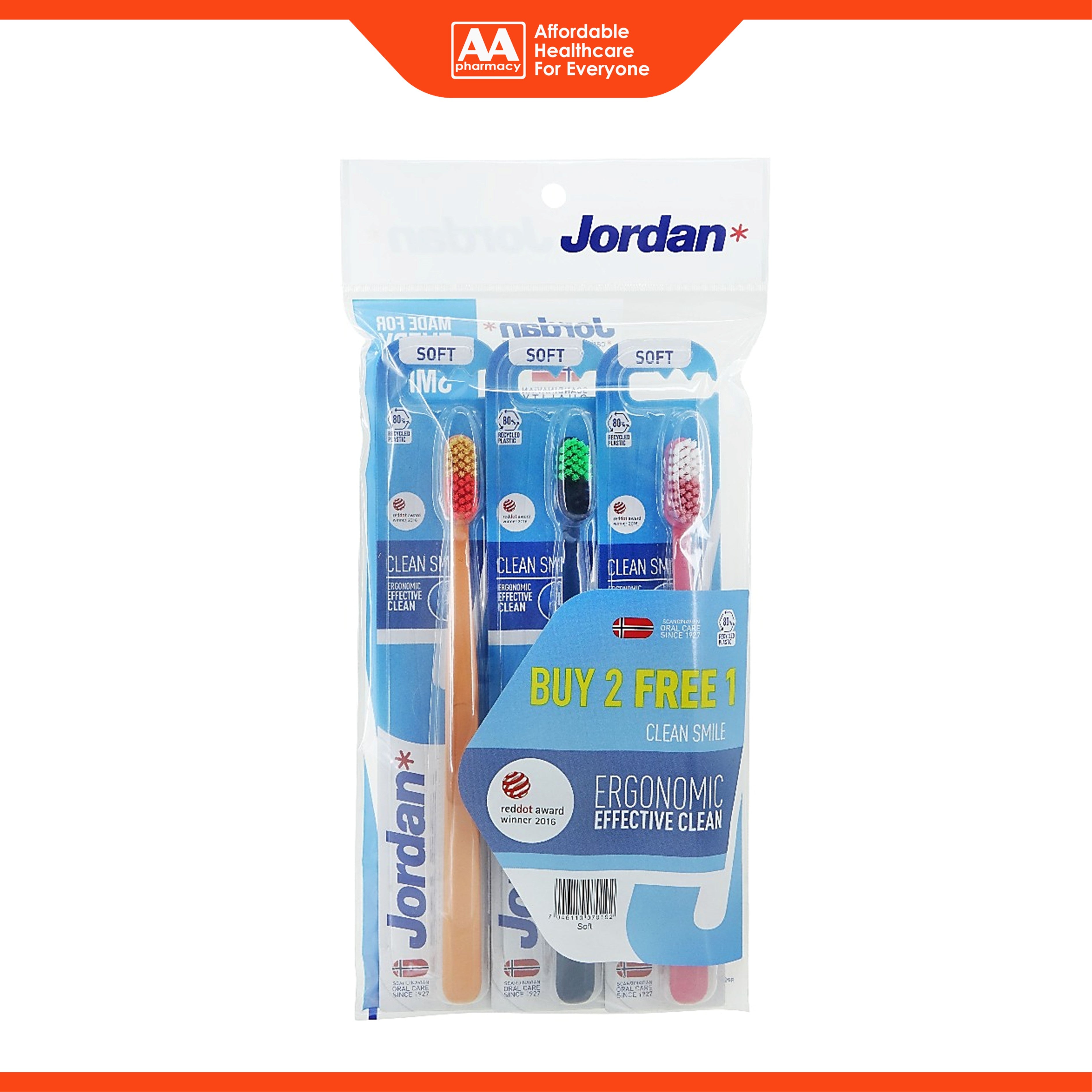 Jordan Toothbrush Clean Smile Soft (3's)