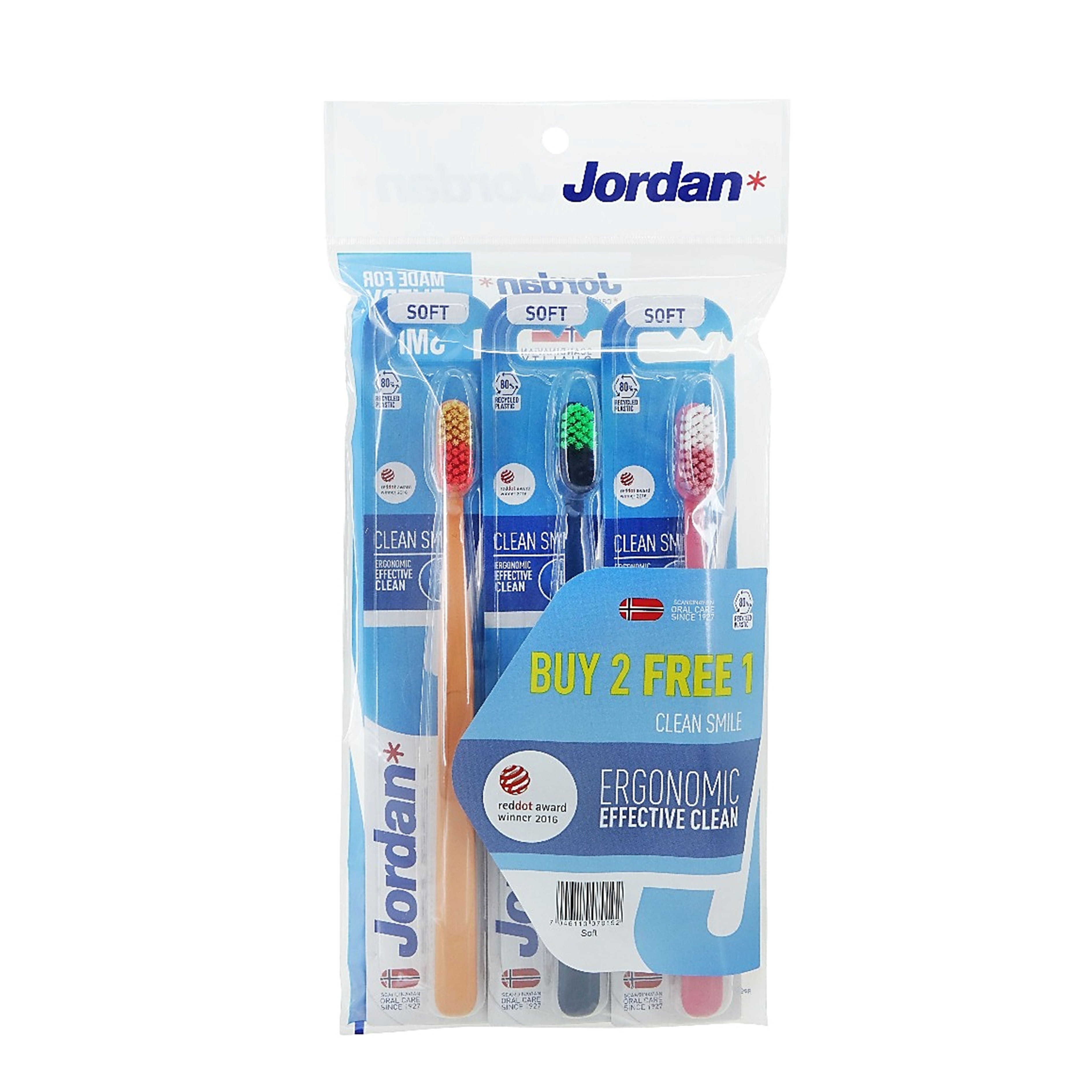 Jordan Toothbrush Clean Smile Soft (3's)