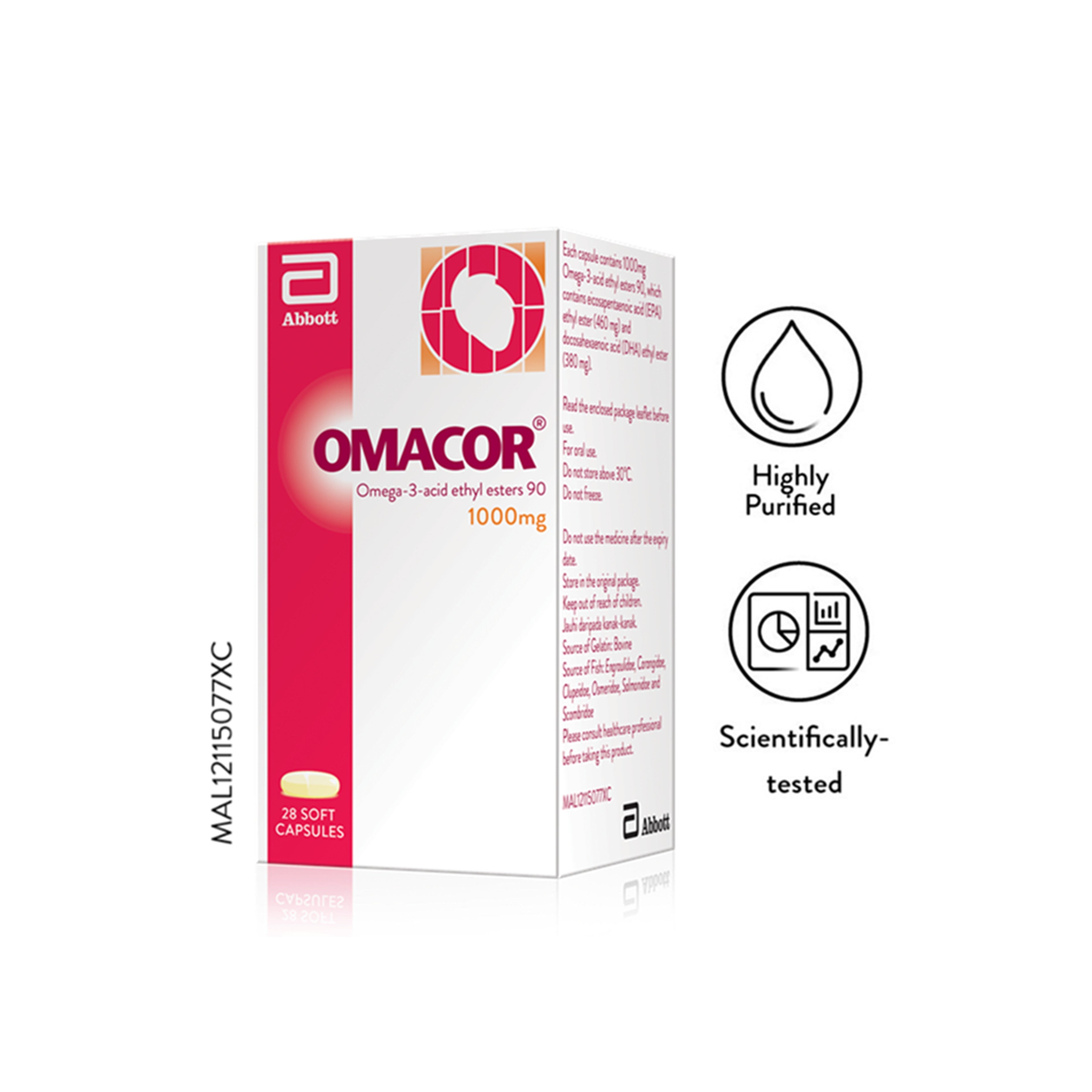 Omacor (Omega-3-Acid Ethyl Esters 90) 1000mg Soft Capsule (28's)