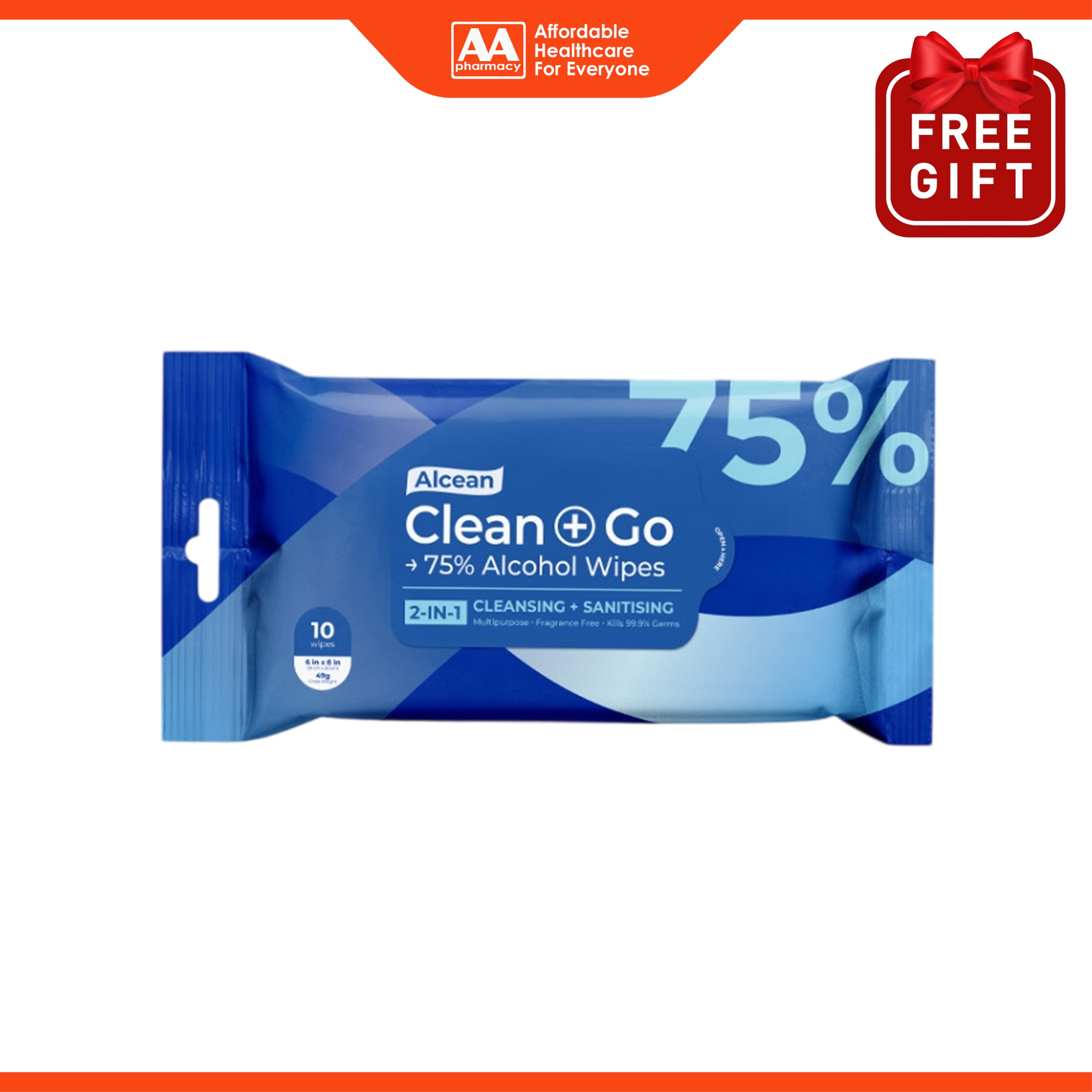 [NOT FOR SALE] [EXP 26/08/2026] AA FG: Alcean Clean + Go 75% Alcohol Wipes (10's)