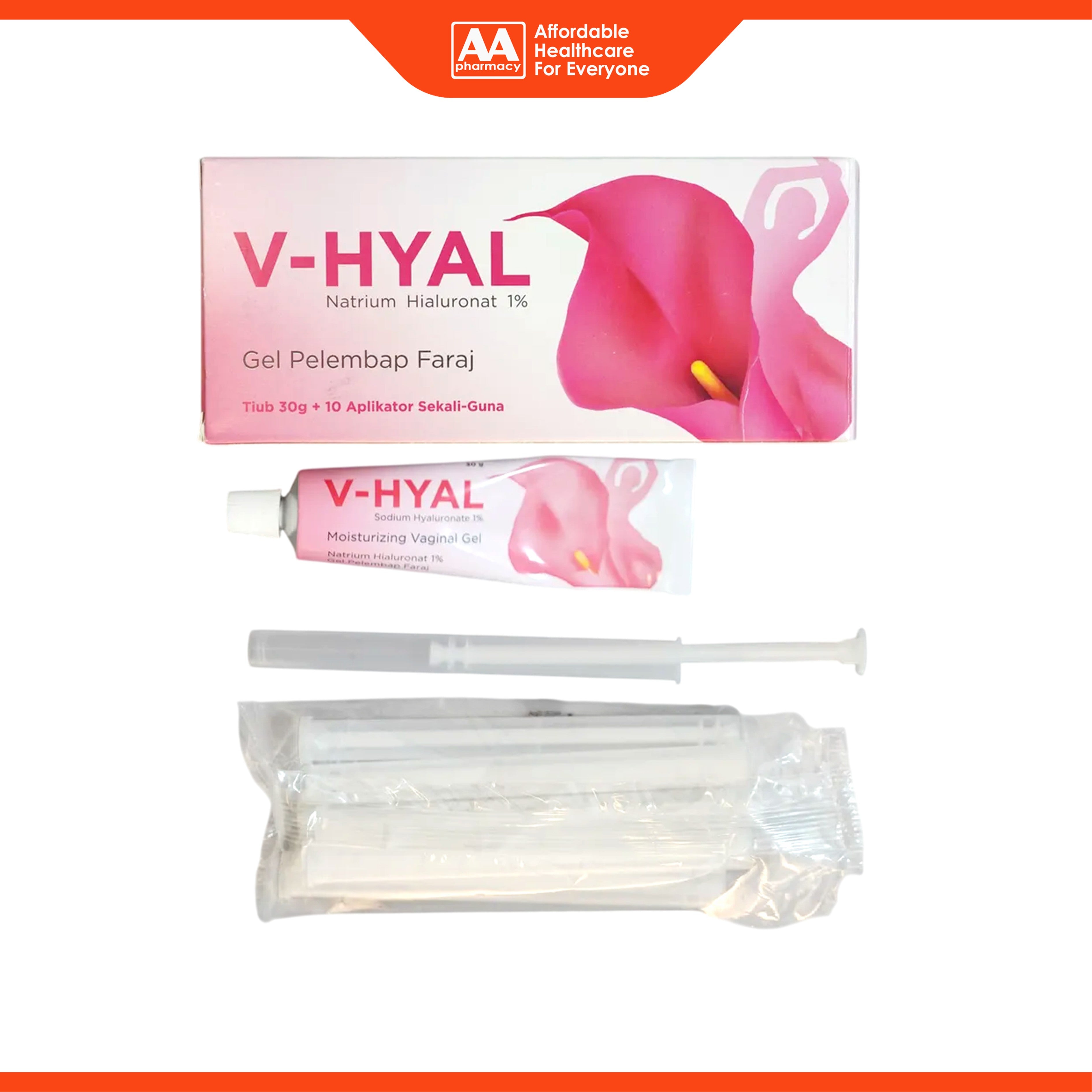 V-Hyal Sodium Hyaluronate 1% Moisturizing Vaginal Gel (30g) - With 10 Single-Use Applicators