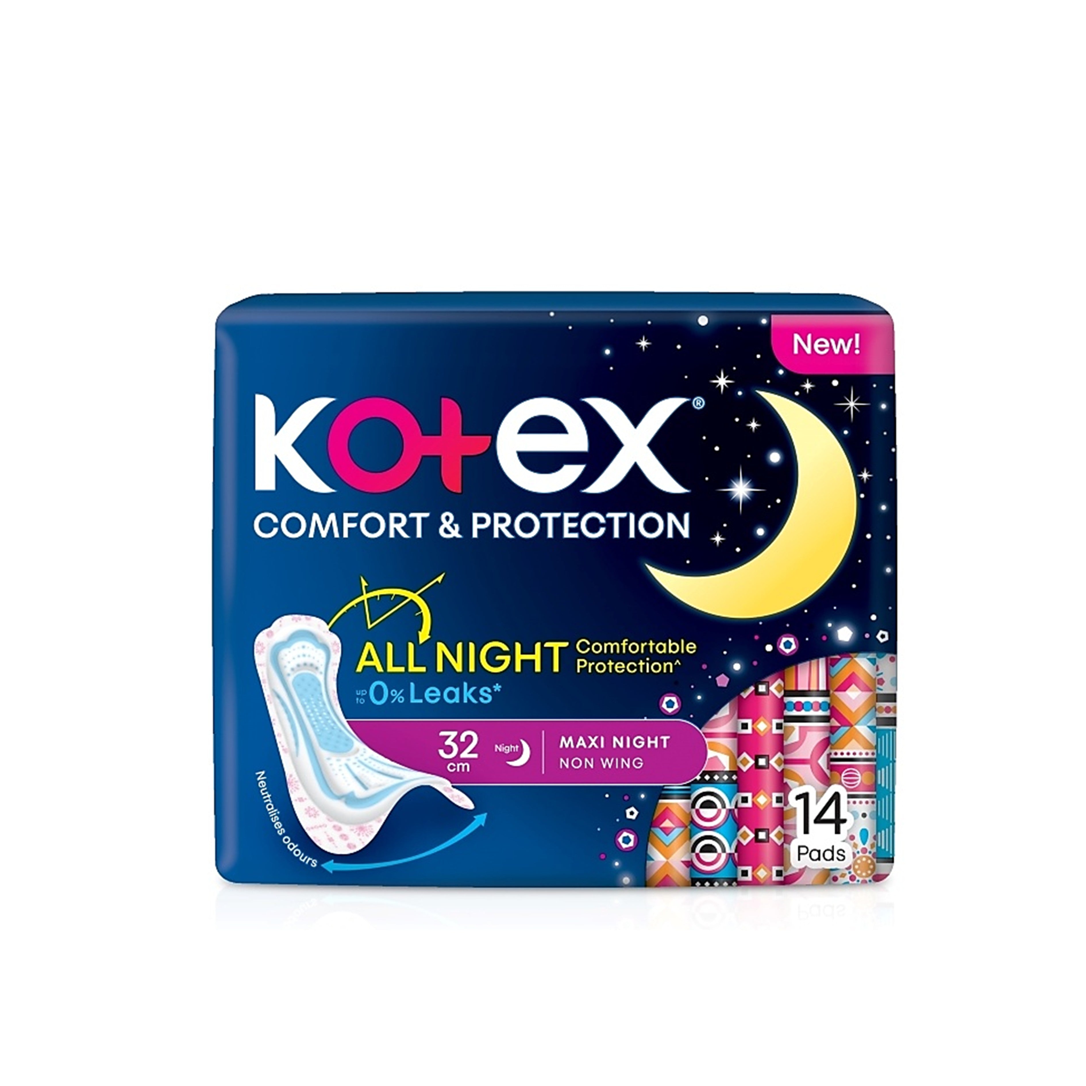 Kotex Pads - Comfort and Protection, Maxi Night Non Wing, 32cm (14's) [Night Use]