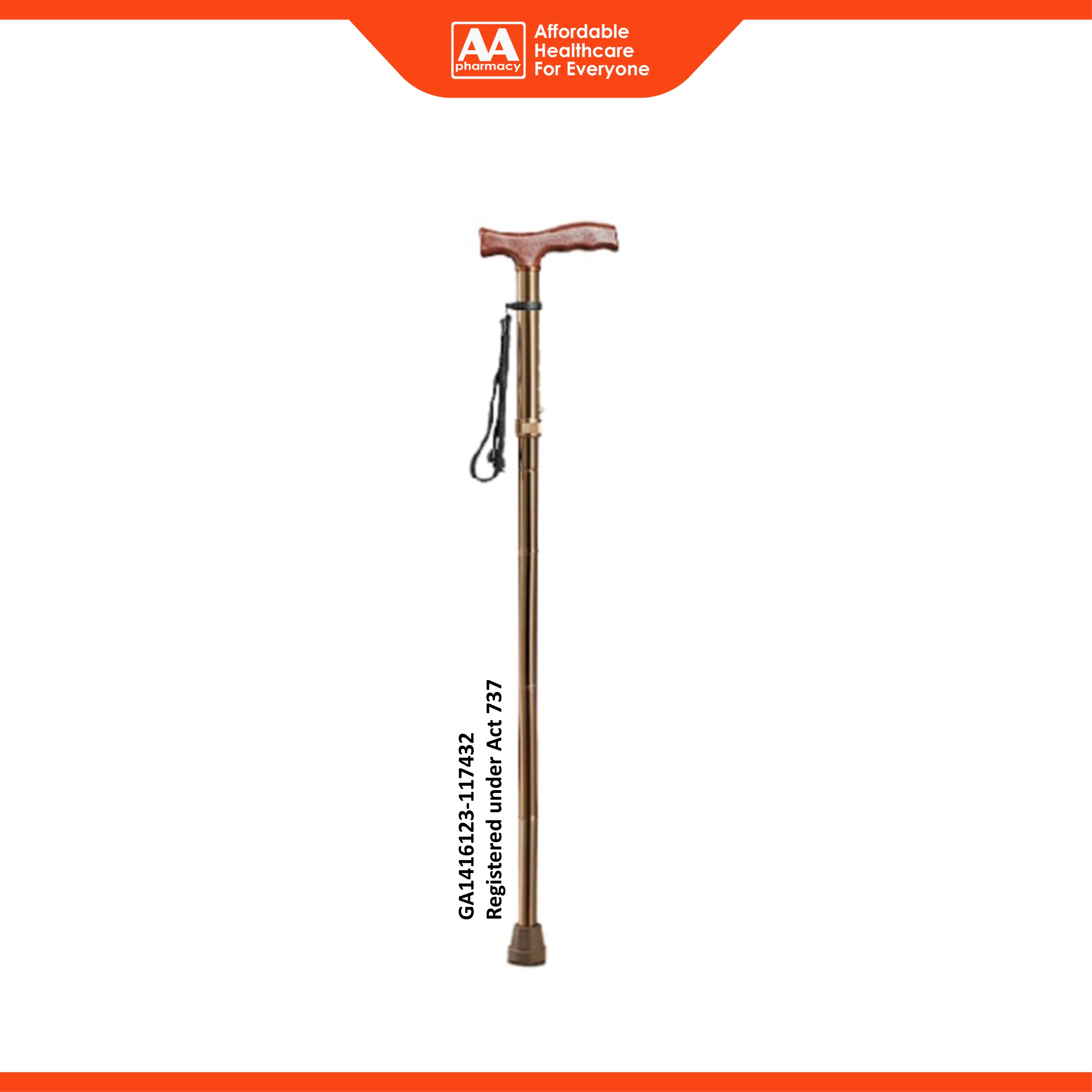 Movease Aluminium Height Adjustable Non-Foldable Walking Stick