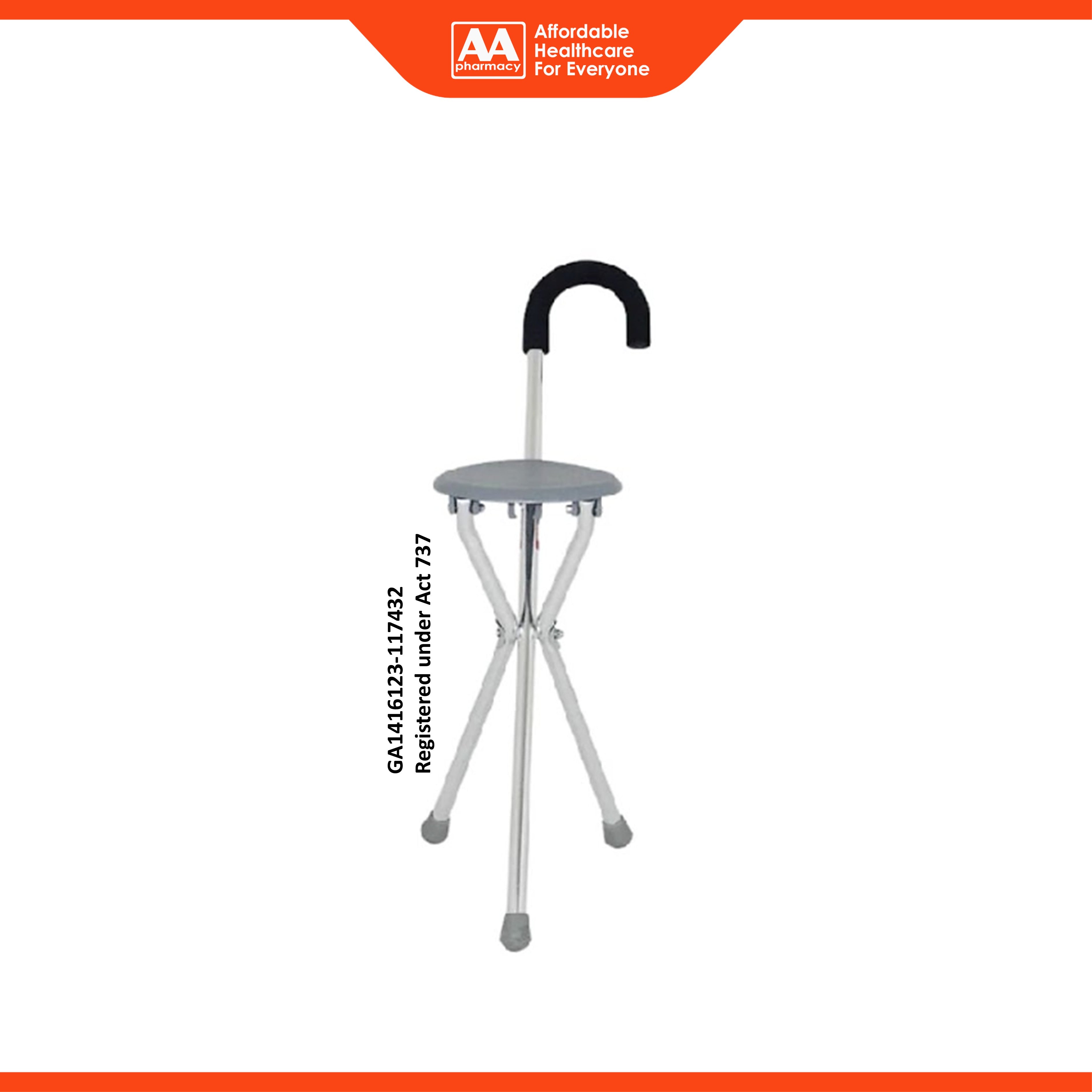 Movease Aluminium Tripod Cane with Seat