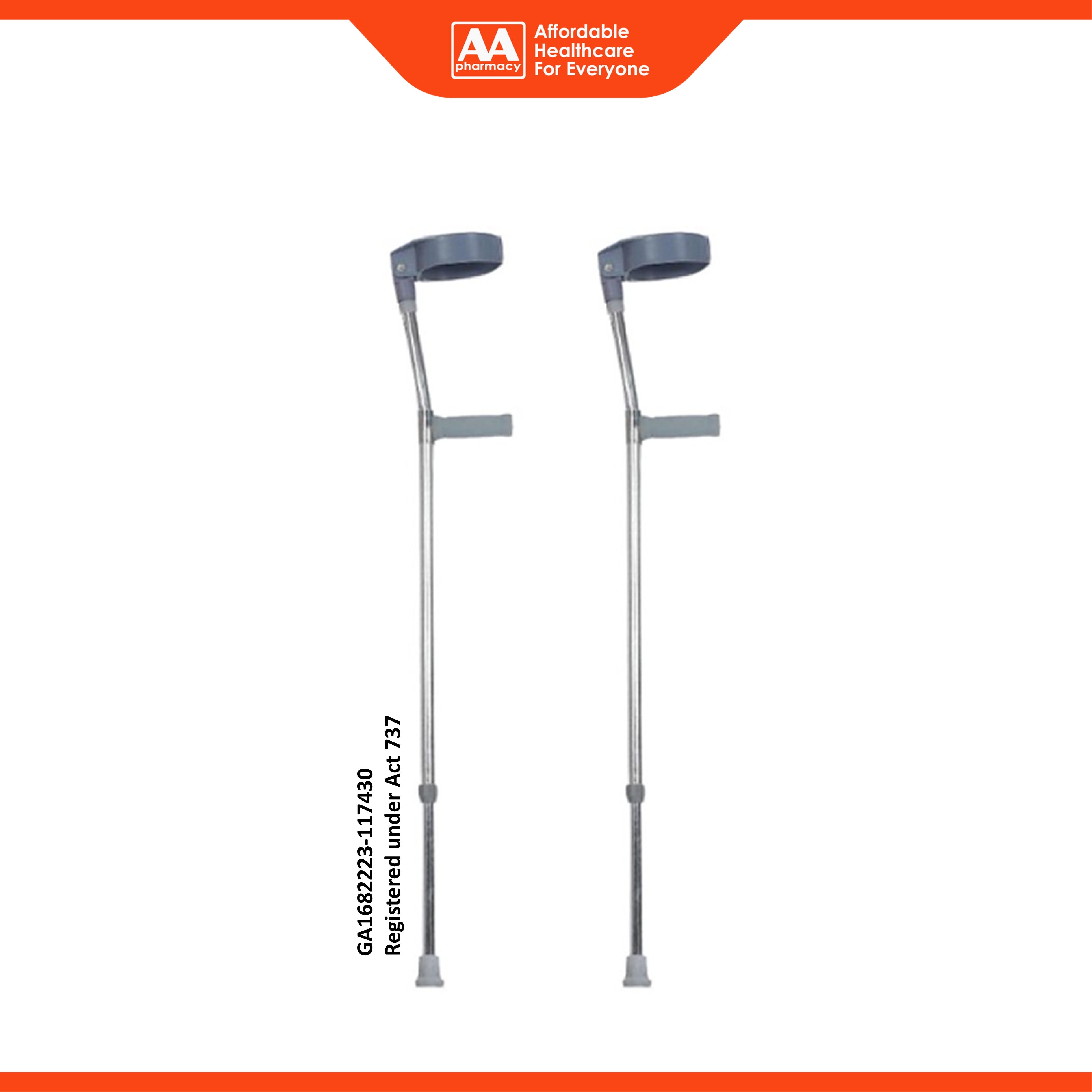 Movease Aluminium Height Adjustable Adult Elbow Crutches (1 Pair)