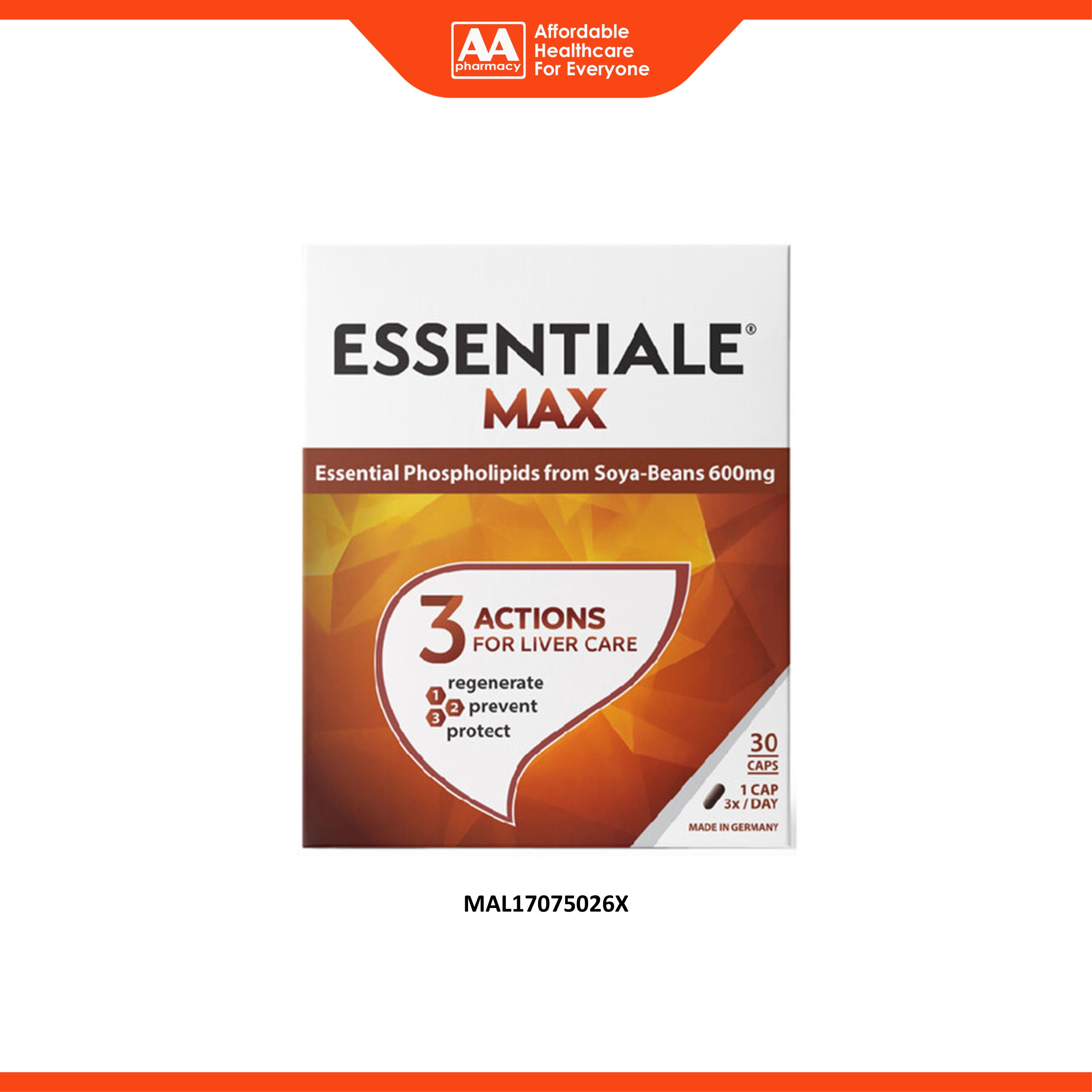 Essentiale Max (Essential Phospholipids from Soya-Beans 600mg) Capsule (30's)