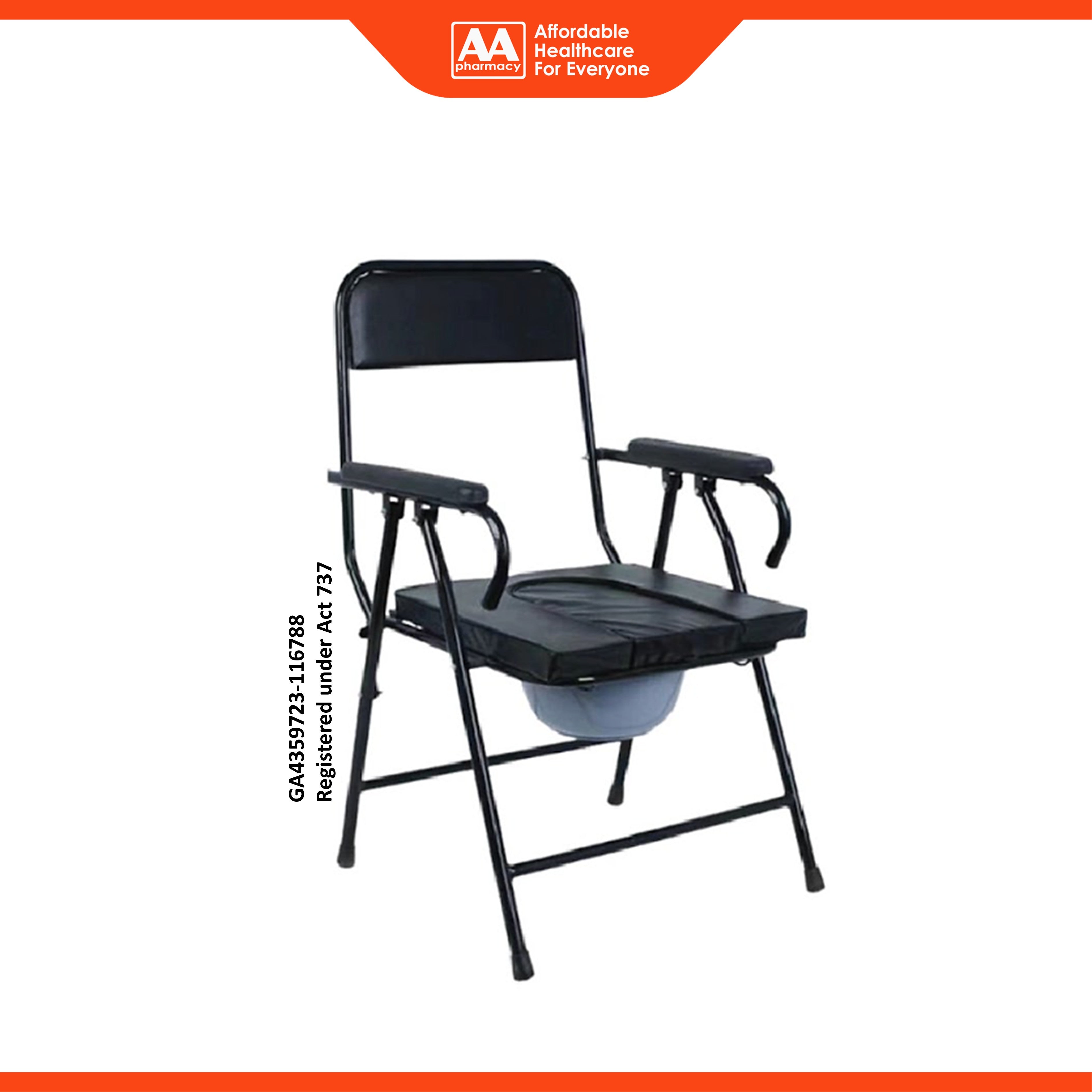 Movease Foldable Commode Chair Toilet Aid with Back Rest