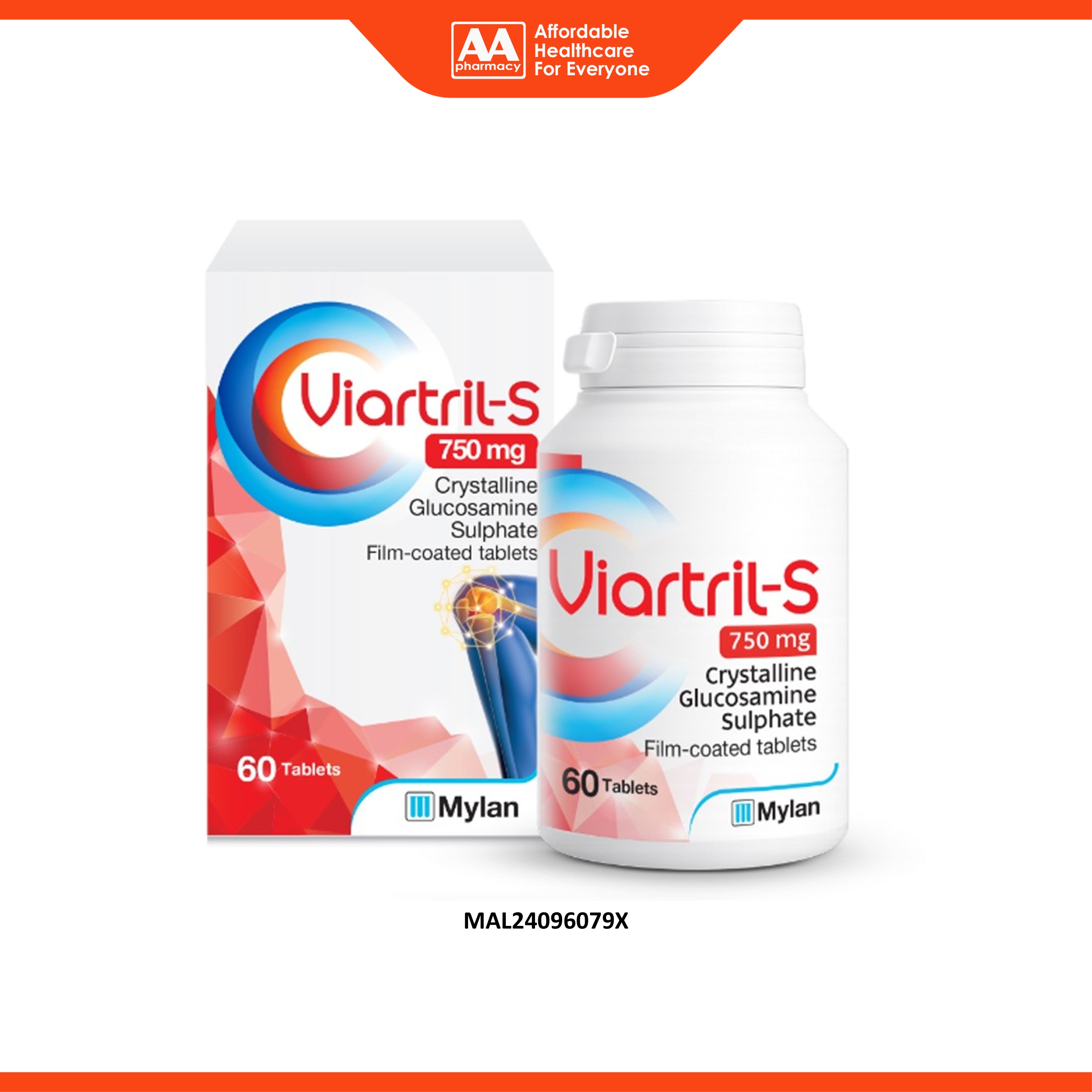 Viartril-S 750mg (Crystalline Glucosamine Sulphate) Tablet (60's)