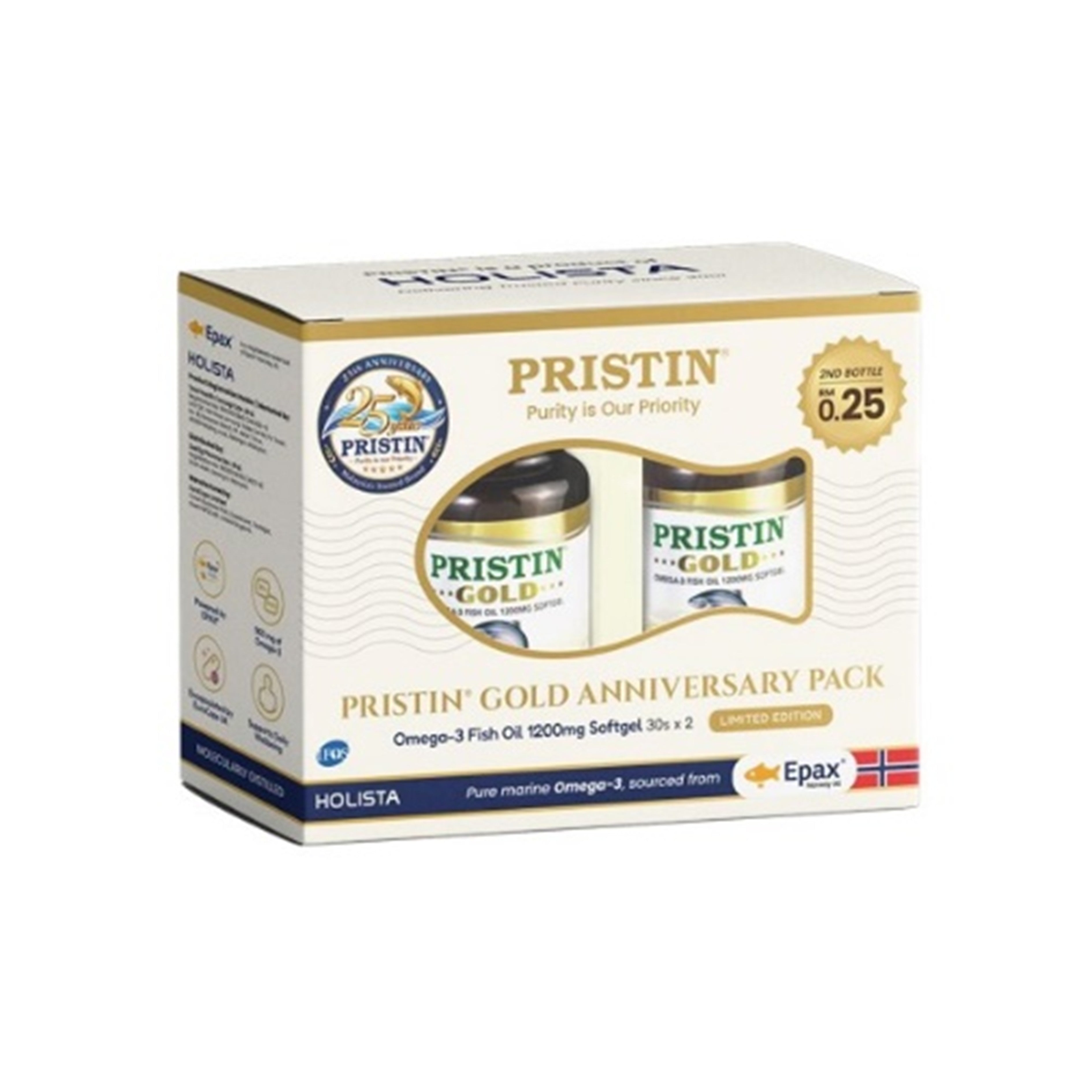 THC Pristin Gold Omega-3 Fish Oil 1200mg Softgel (2 x 30's) - Anniversary Pack