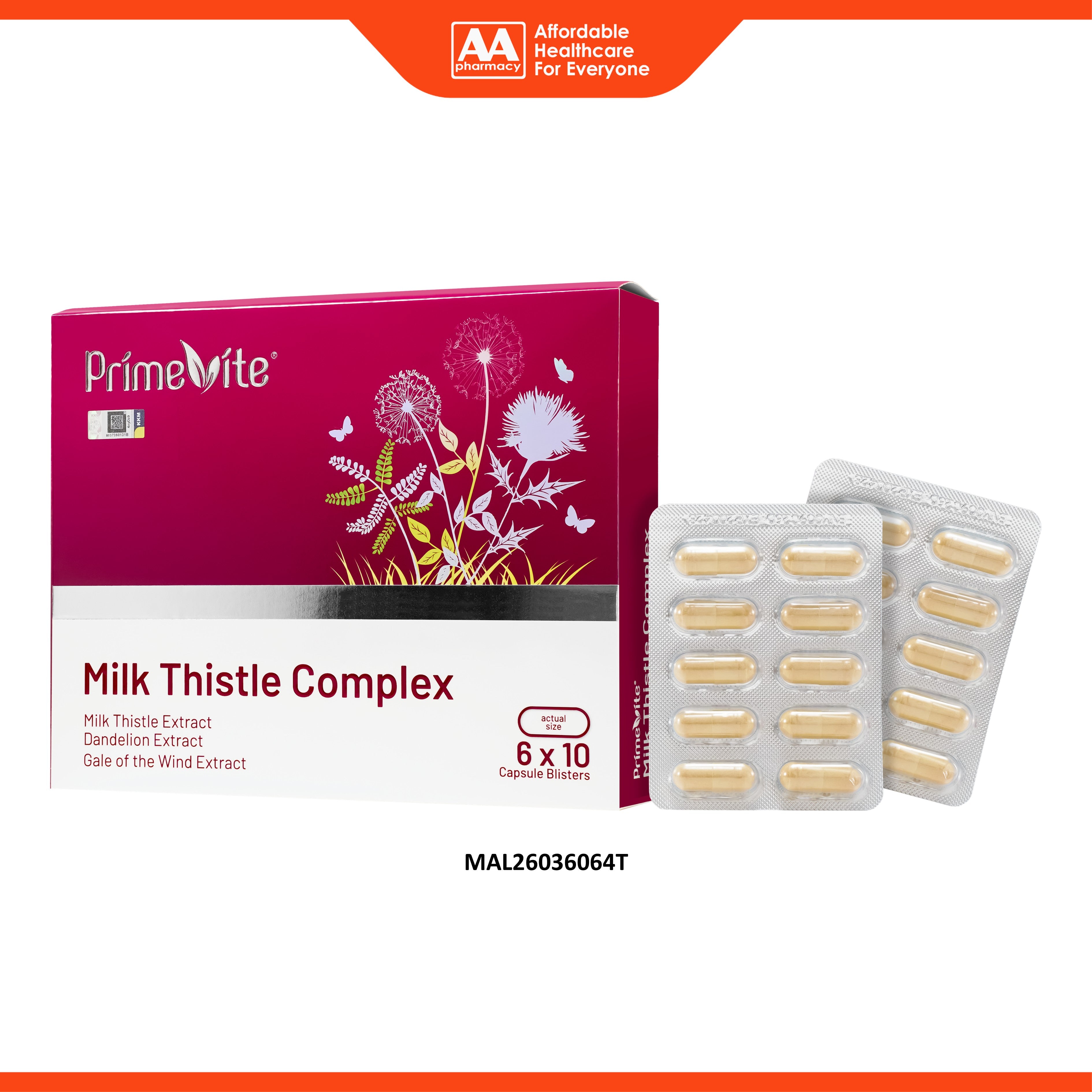 PrimeVite Milk Thistle Complex Vegecapsule (6 x 10’s)