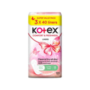 Kotex Liners - Comfort and Freshness, Ultra Thin, 15cm (3 x 40's)