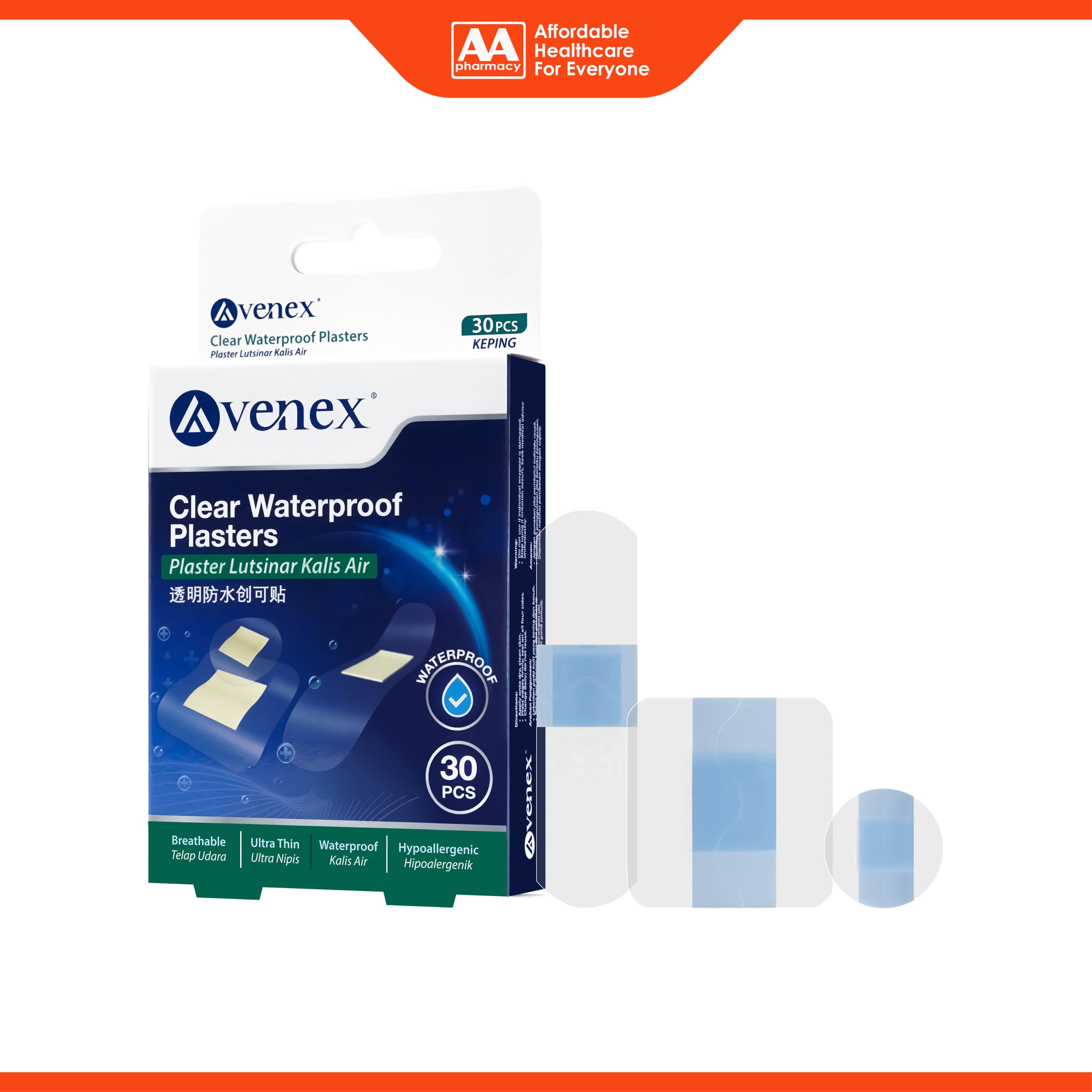 Avenex Clear Waterproof Plasters (30's) - Assorted Sizes