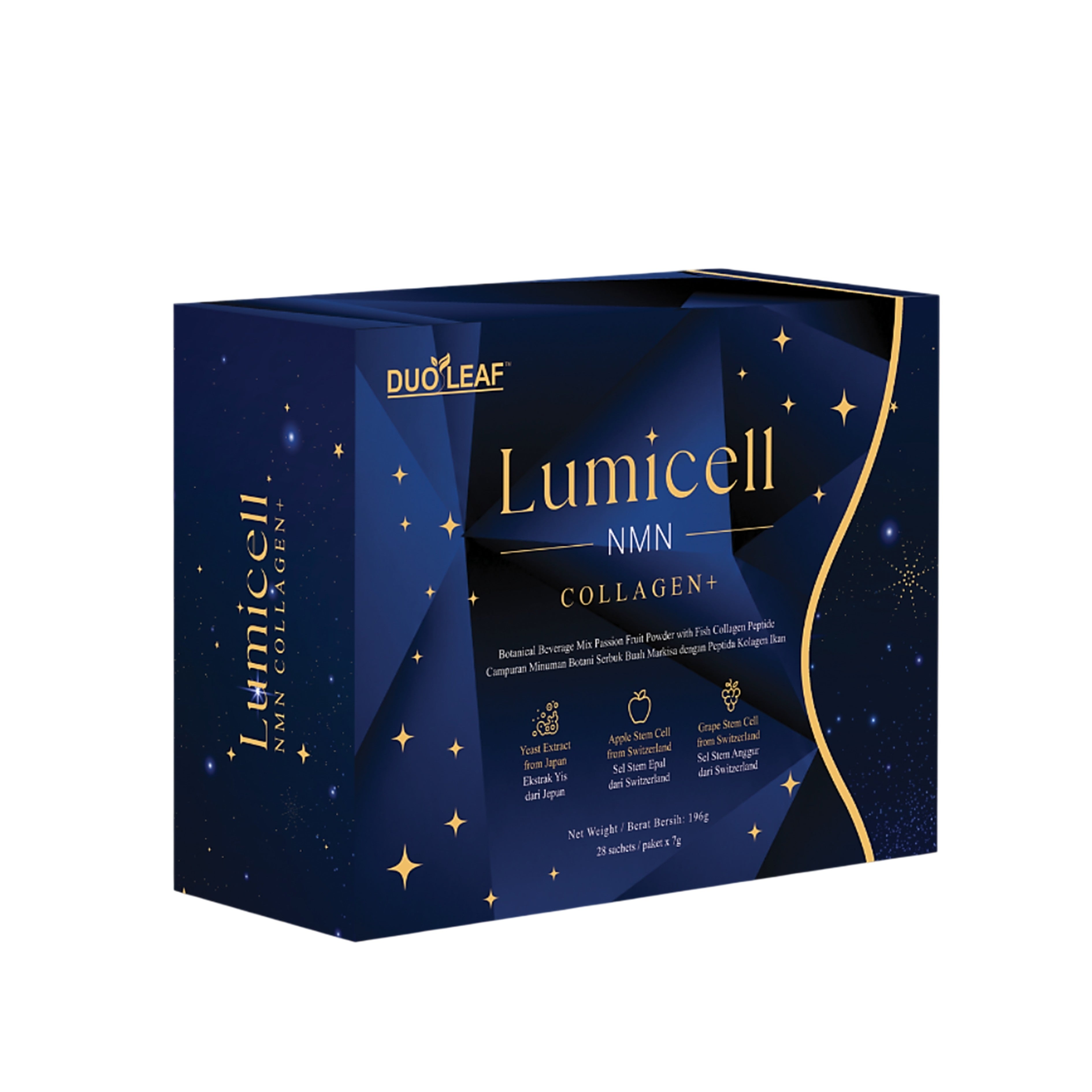 Duoleaf Lumicell NMN Collagen+ (Botanical Beverage Mix Passion Fruit Powder with Fish Collagen Peptide) Sachet (7g x 28's)