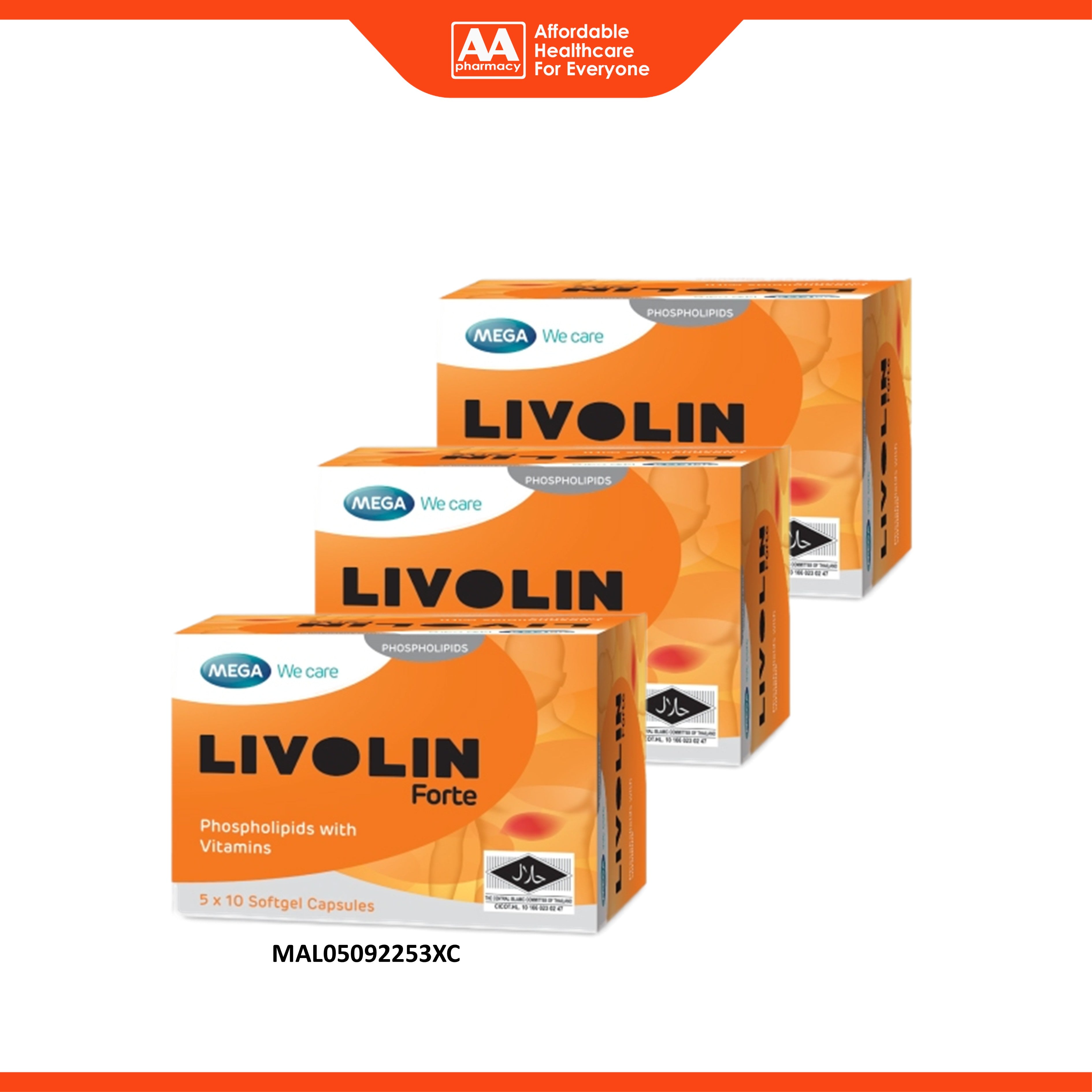 Mega We Care Livolin Forte Phospholipids with Vitamins Softgel Capsule (3 x 50's)