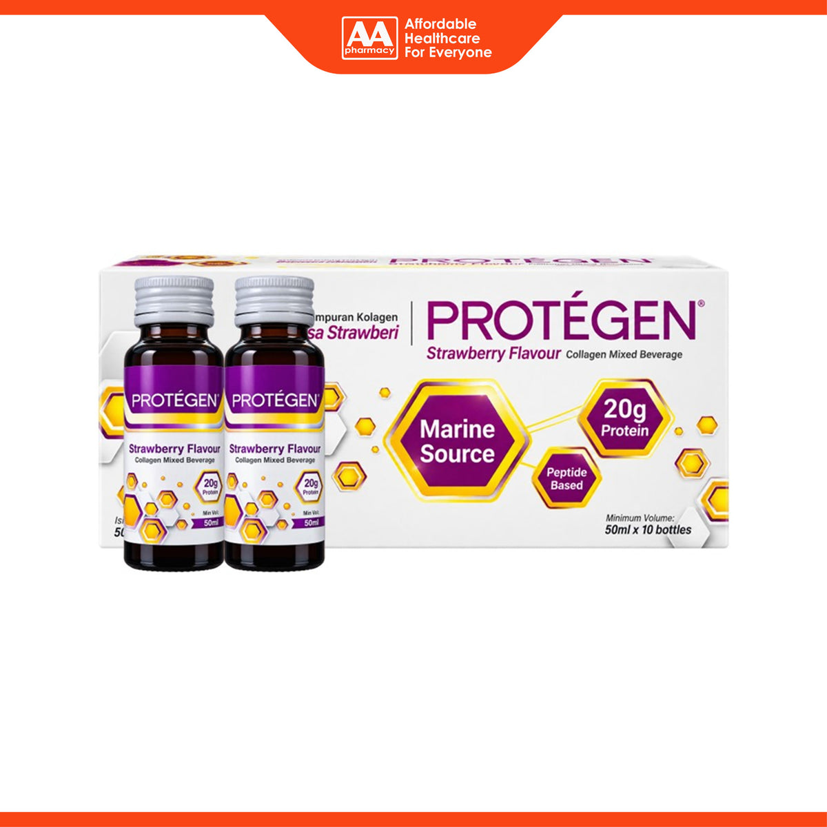 Protégen Collagen Mixed Beverage (10 x 50ml) - Strawberry Flavour