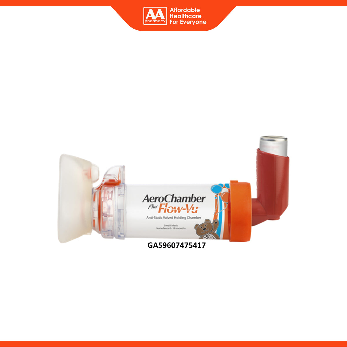 Aerochamber Plus with Flow-Vu Anti-Static VHC with Small Mask (0-18 Months)