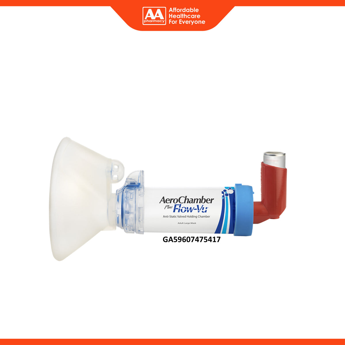 Aerochamber Plus with Flow-Vu Anti-Static VHC with Adult Mask (5+ years)