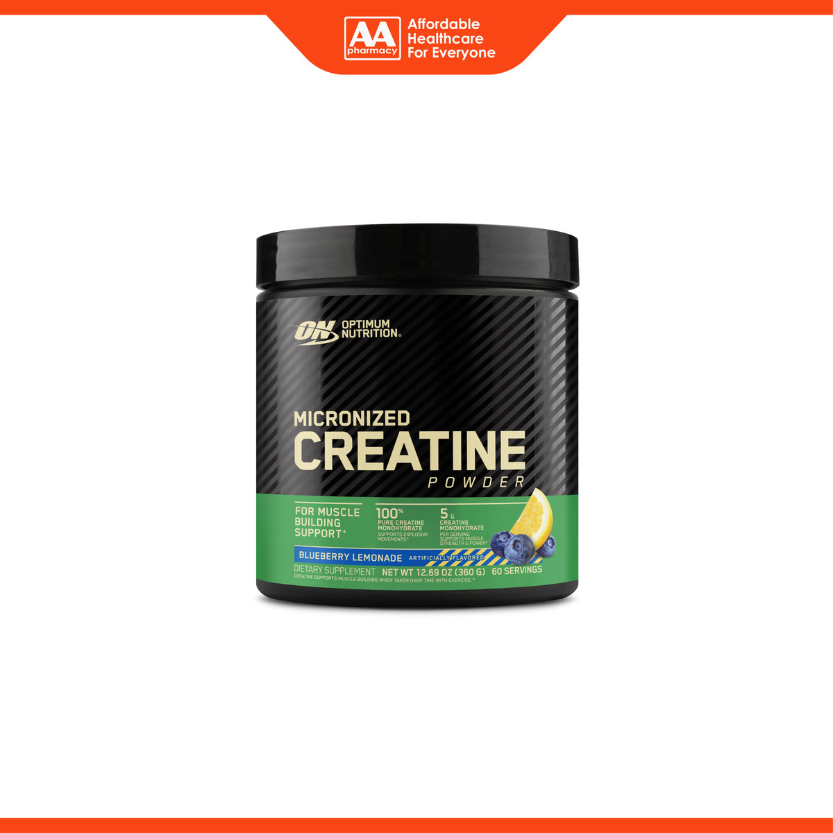 Optimum Nutrition Micronized Creatine Powder - Blueberry Lemonade (360g)