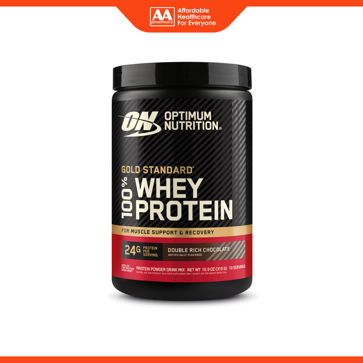 Optimum Nutrition Gold Standard 100% Whey Protein Powder Drink Mix - Double Rich Chocolate (310g)