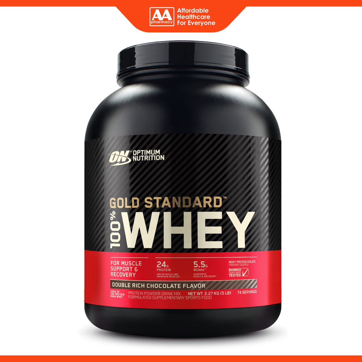 Optimum Nutrition Gold Standard 100% Whey Protein Powder Drink Mix - Double Rich Chocolate (2.27kg)
