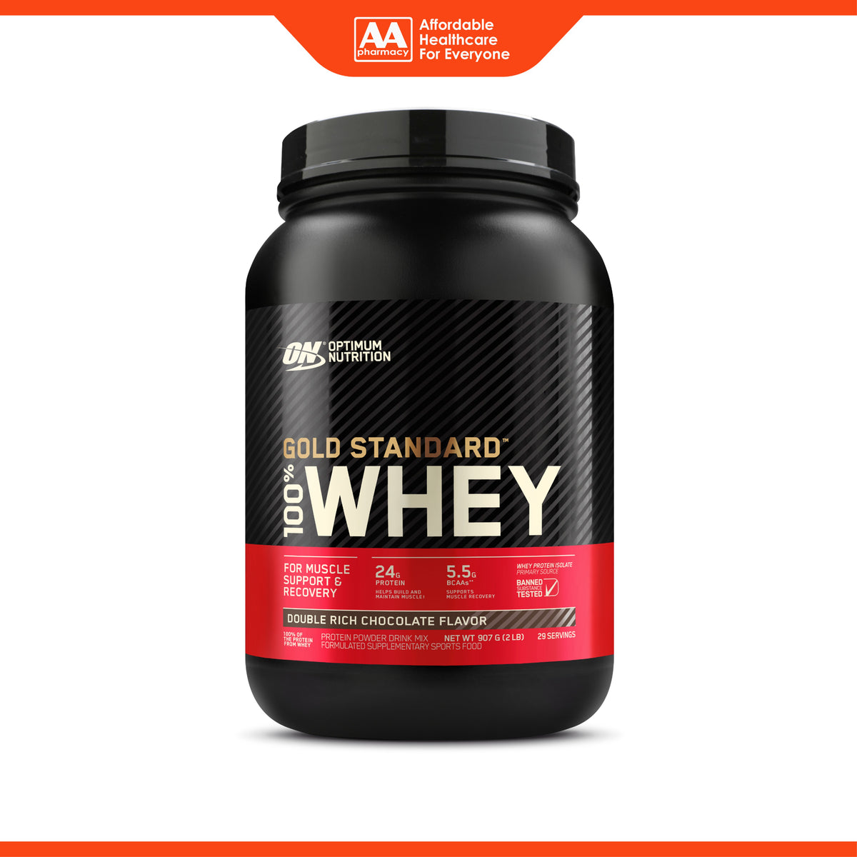Optimum Nutrition Gold Standard 100% Whey Protein Powder Drink Mix - Double Rich Chocolate (907g)