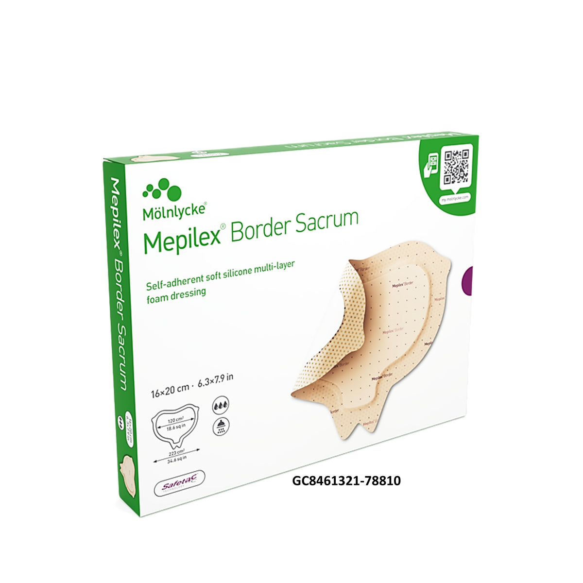Mepilex Border Sacrum Self-Adherent Soft Silicone Multi-Layer Foam Dressing 16x20cm - REF 282050 (5's)